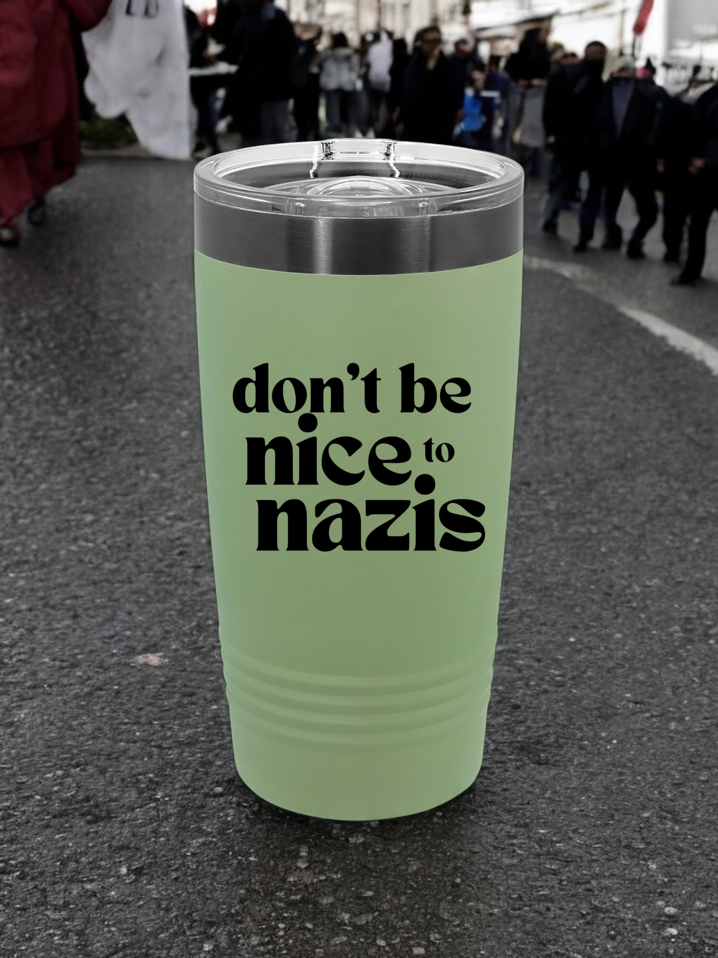 "RESIST" Gost Black on Summer Sage 20oz Tumbler with Sliding Lid