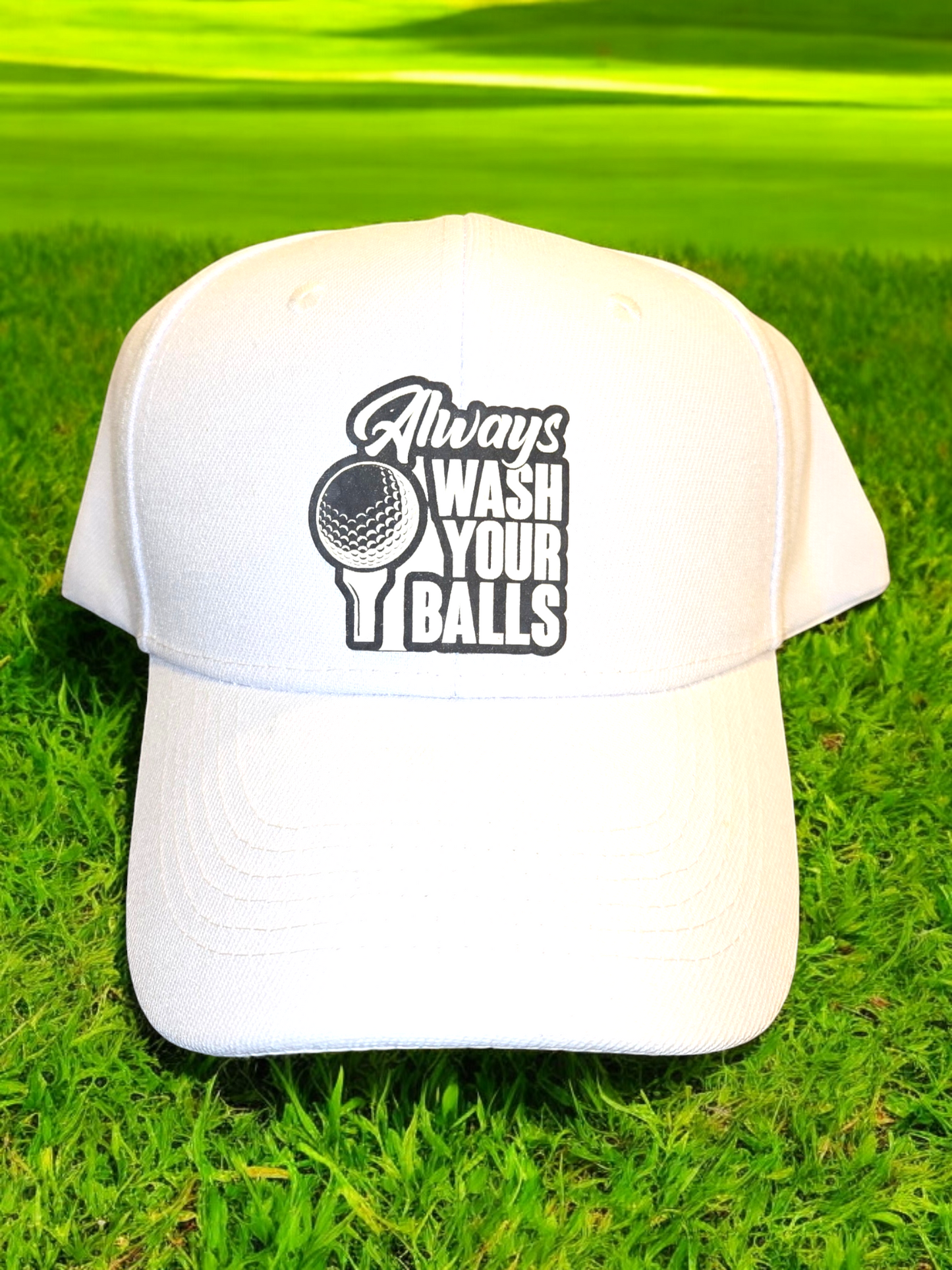 White Dad Cap "Always Wash Your Balls"