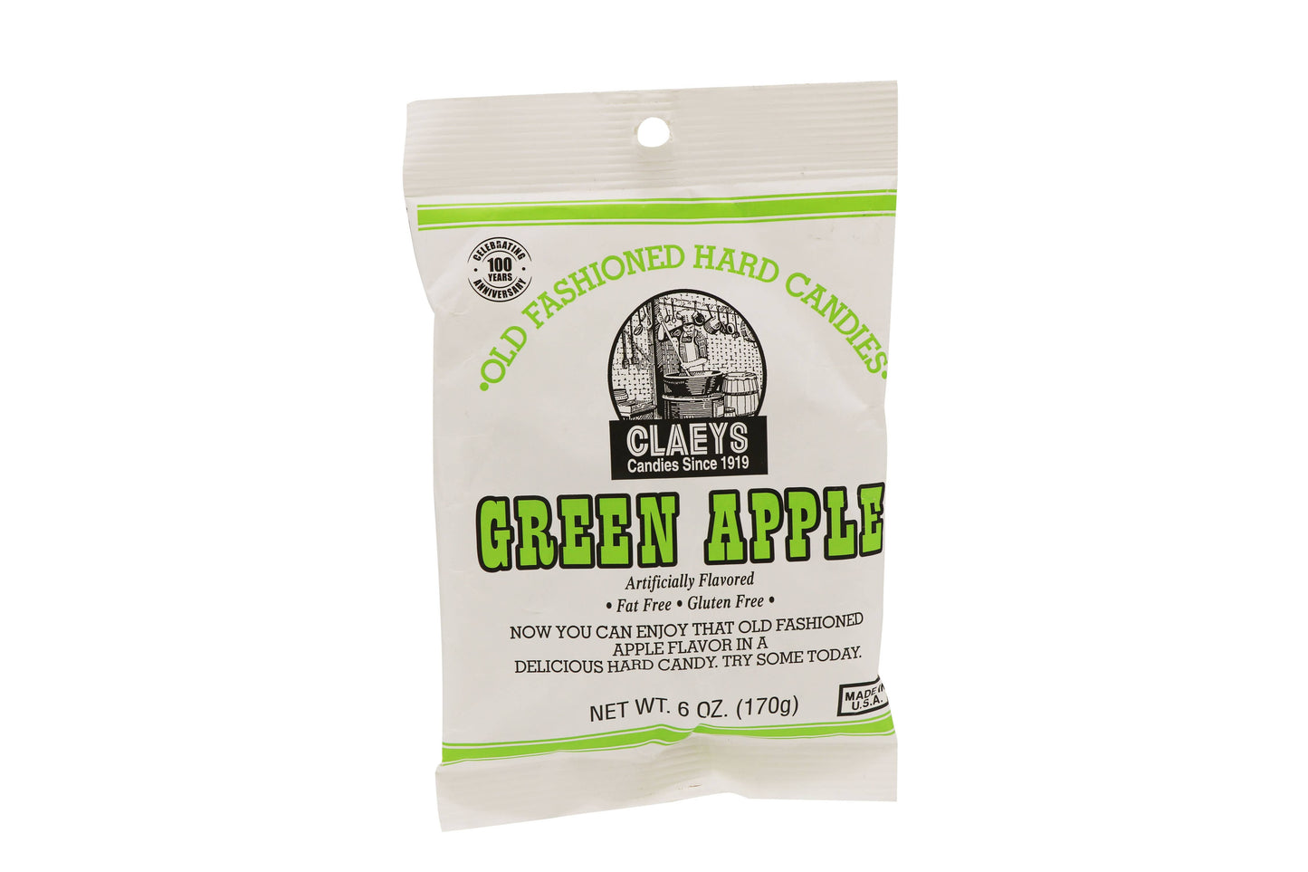 Claeys Old Fashioned Hard Candies Green Apple, 6oz Bag