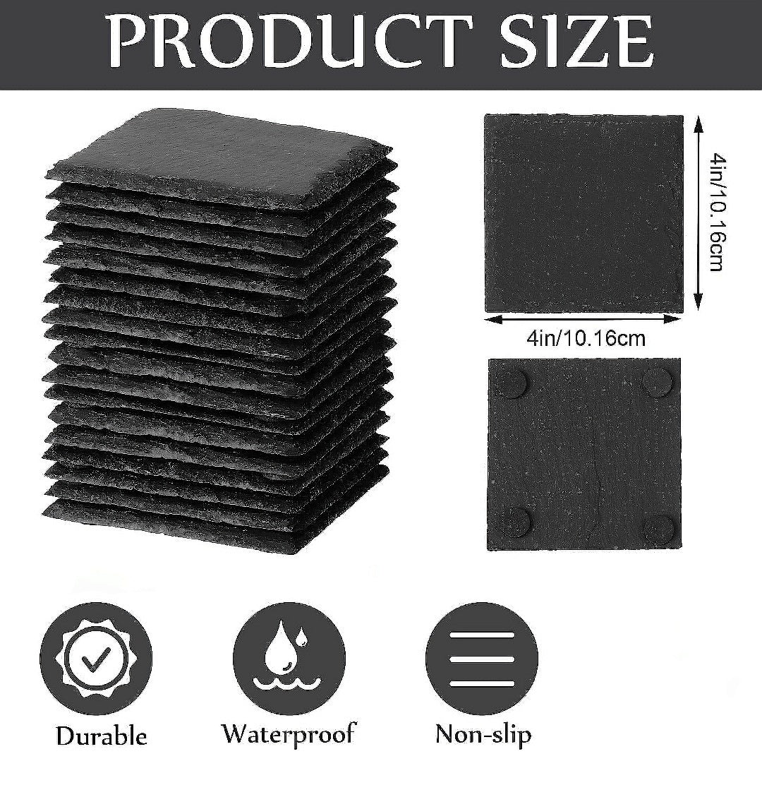 Custom Engraved Monogram Slate Coasters (Set of 4)