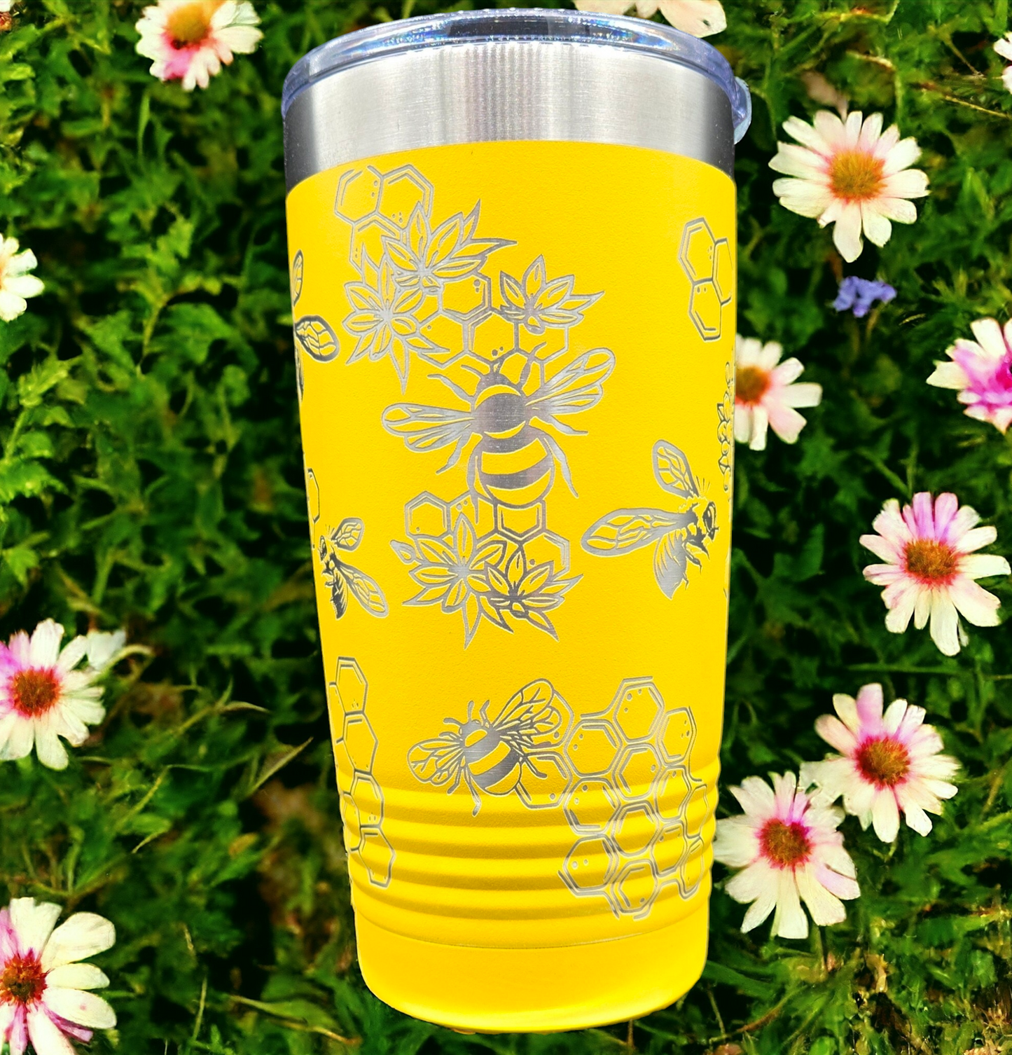 Custom 20oz Yellow Bee Tumbler Full Wrap