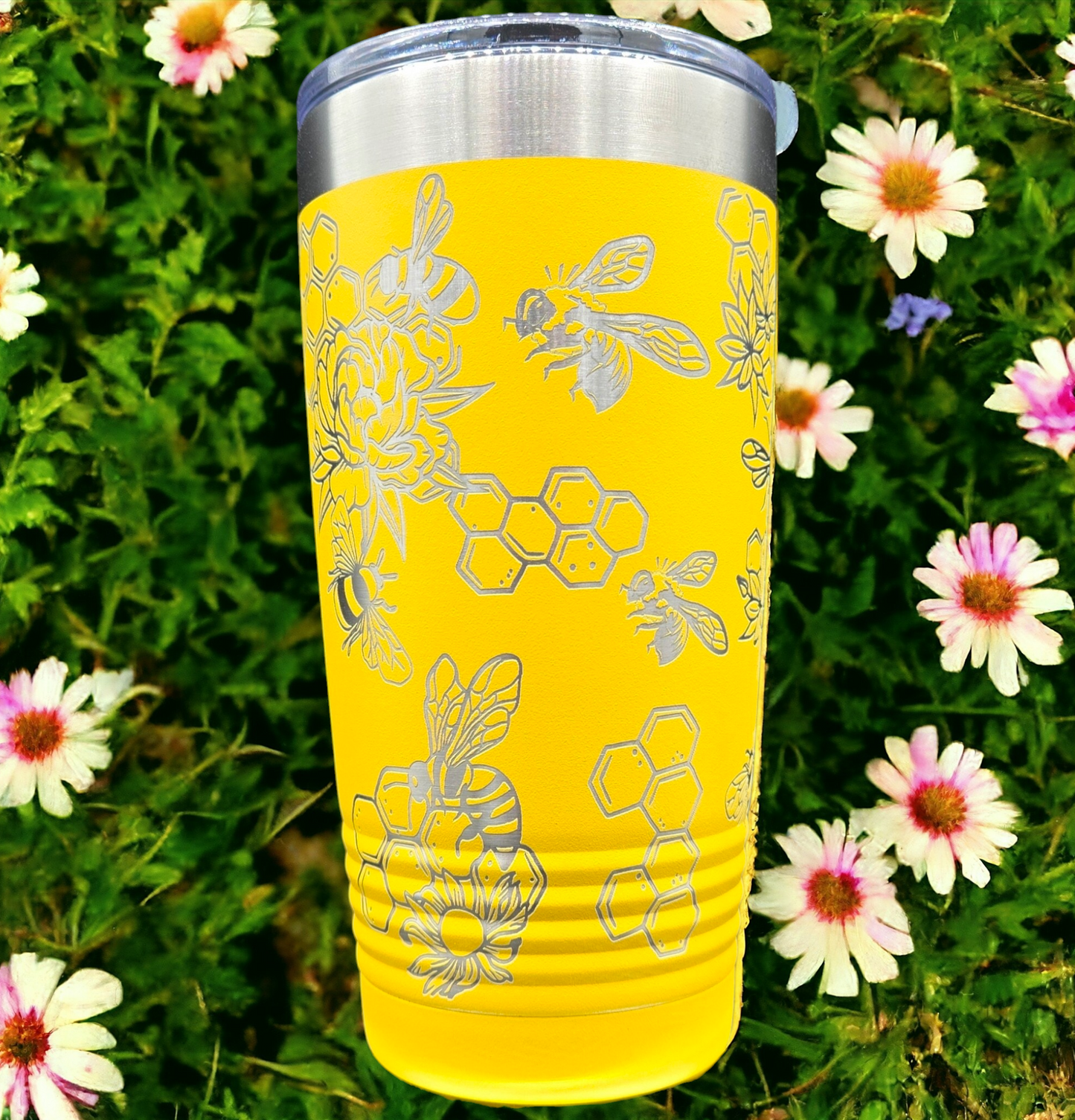 Custom 20oz Yellow Bee Tumbler Full Wrap