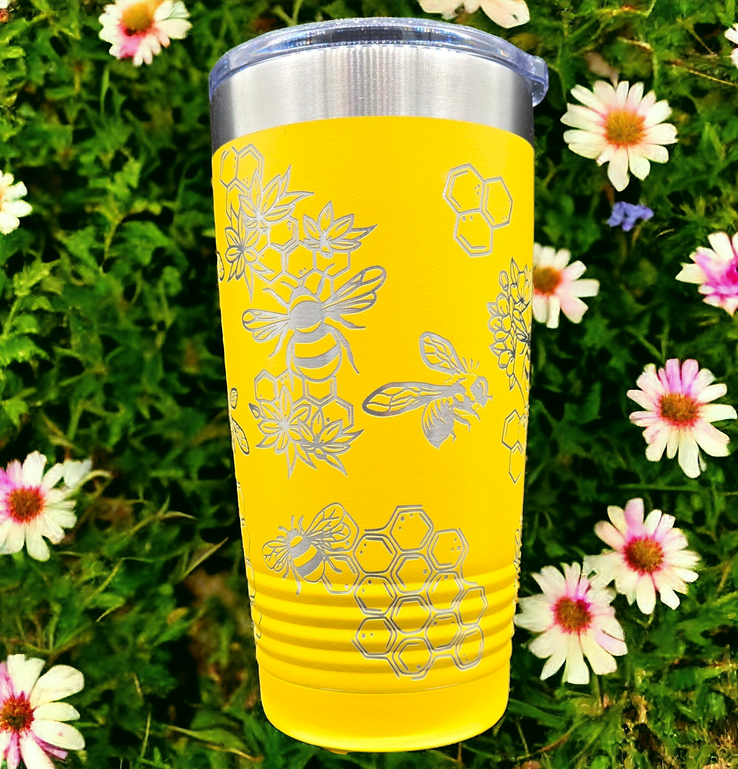 Custom 20oz Yellow Bee Tumbler Full Wrap