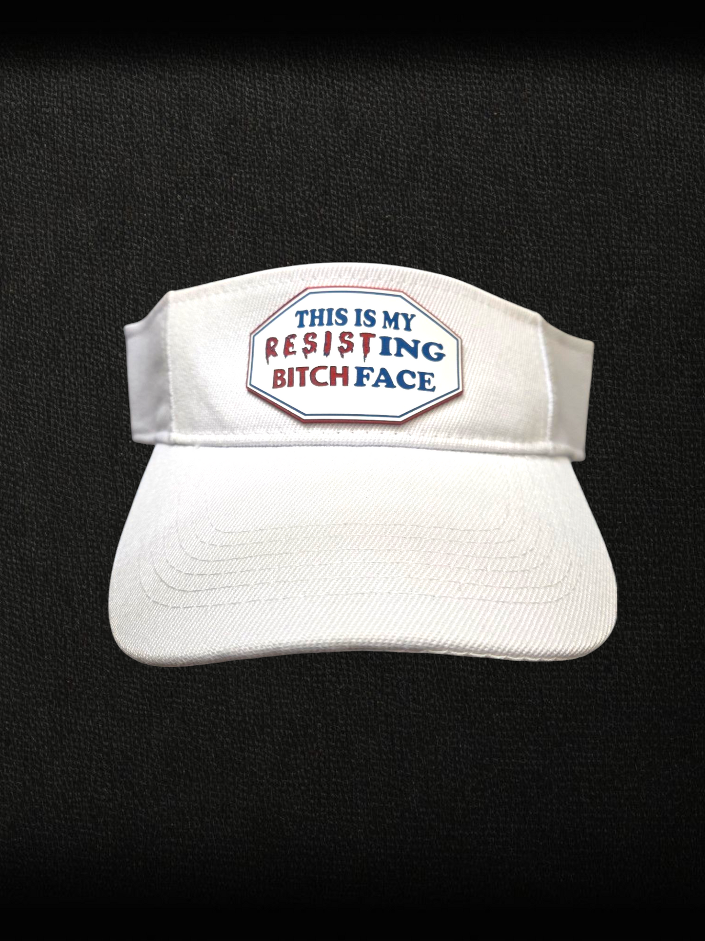 "Resisting Bi&#* Face" White Dad Cap/Sun Visor