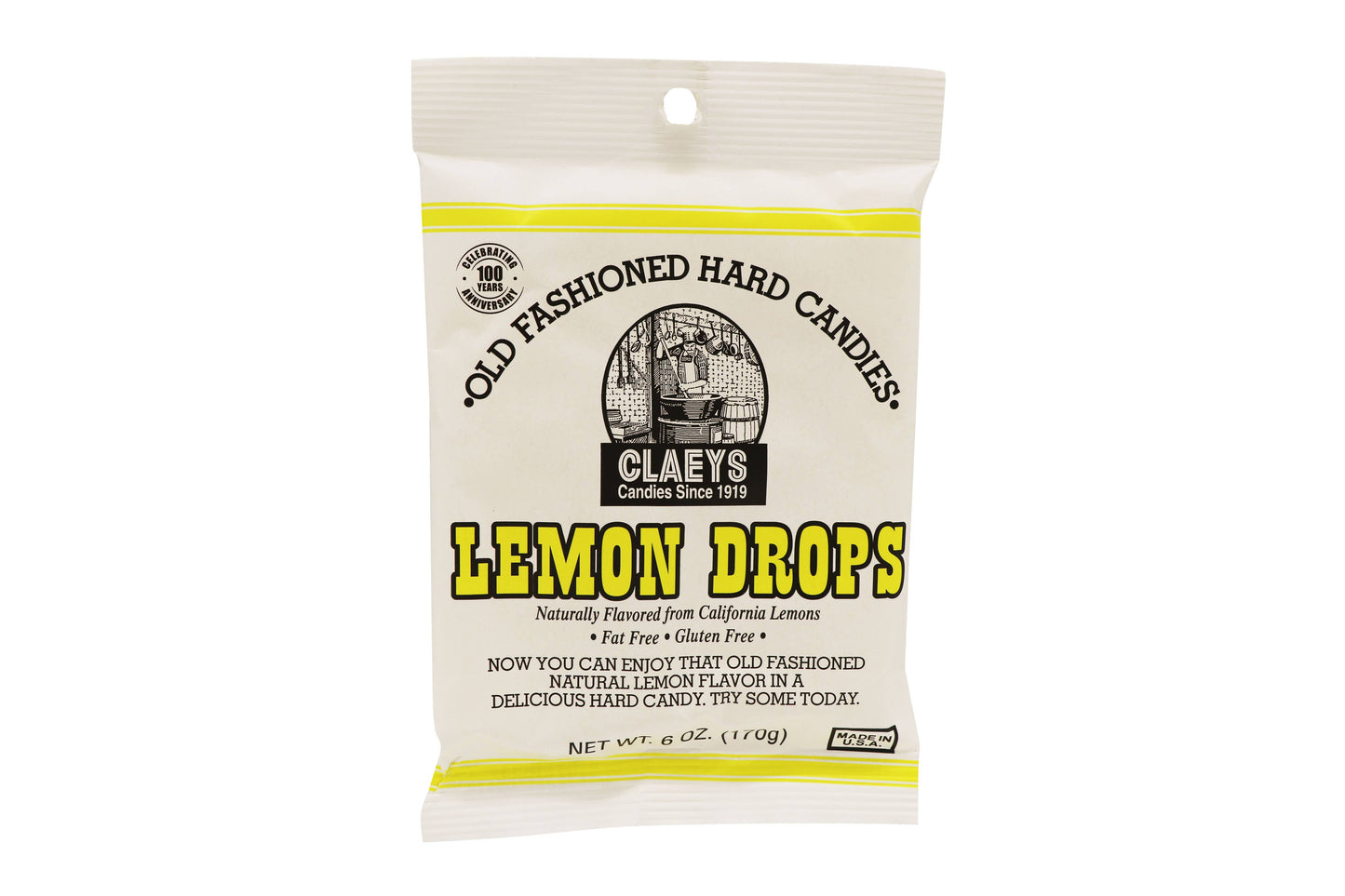 Claeys Old Fashioned Hard Candies Lemon Drops, 6oz Bag