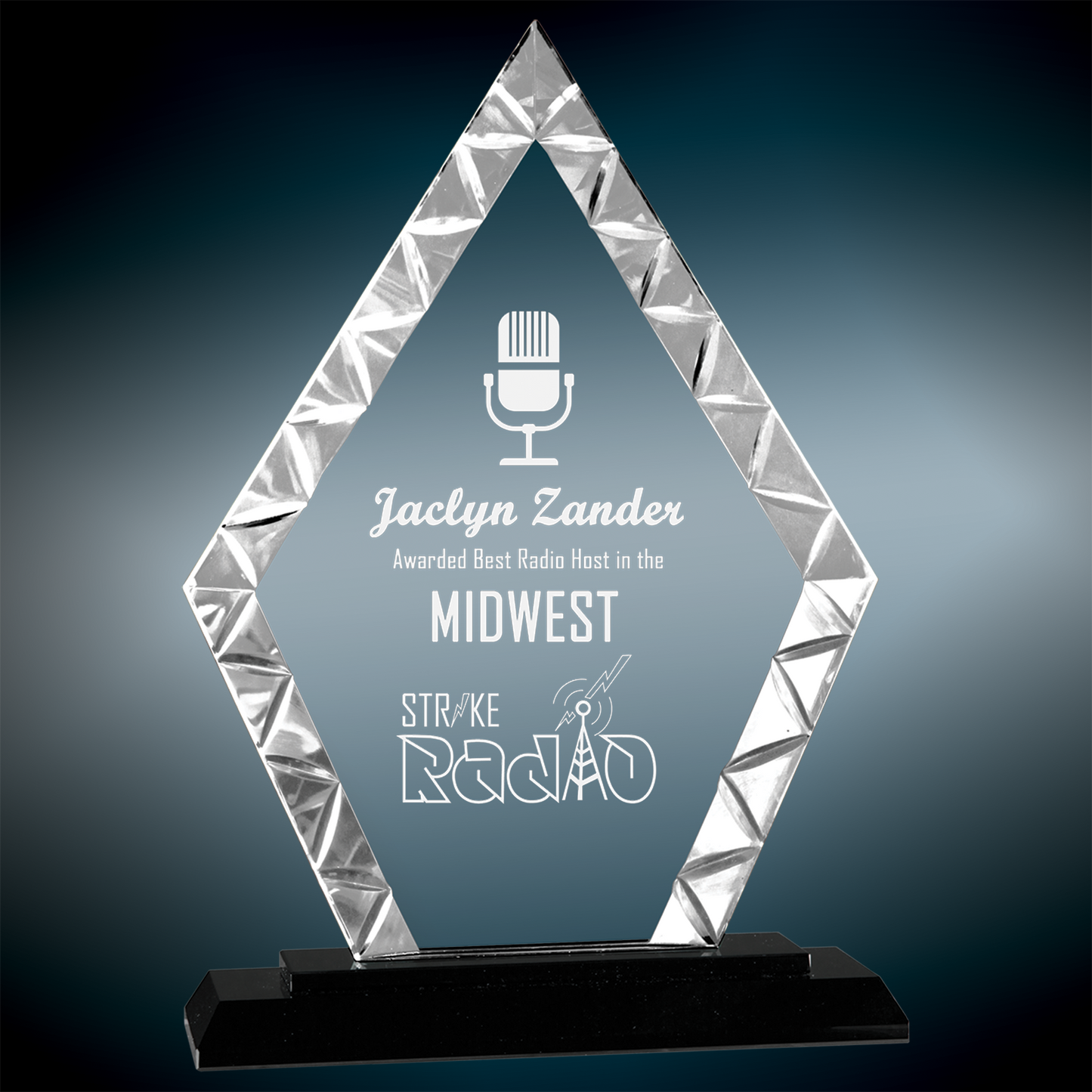 Custom Engraved Accent Glass Awards