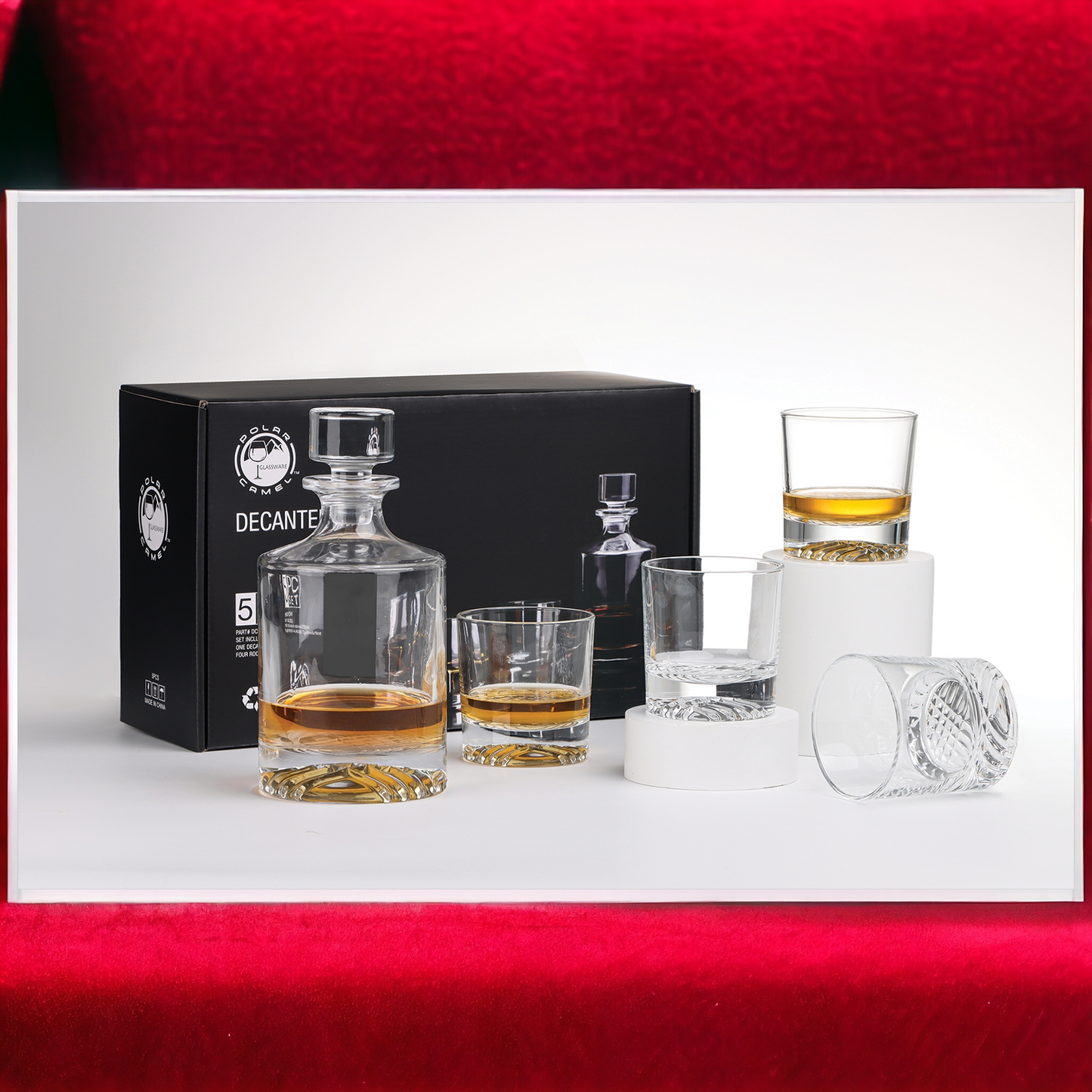 Custom Engraved Decanter Set w/ 4 Glasses and Gift Box