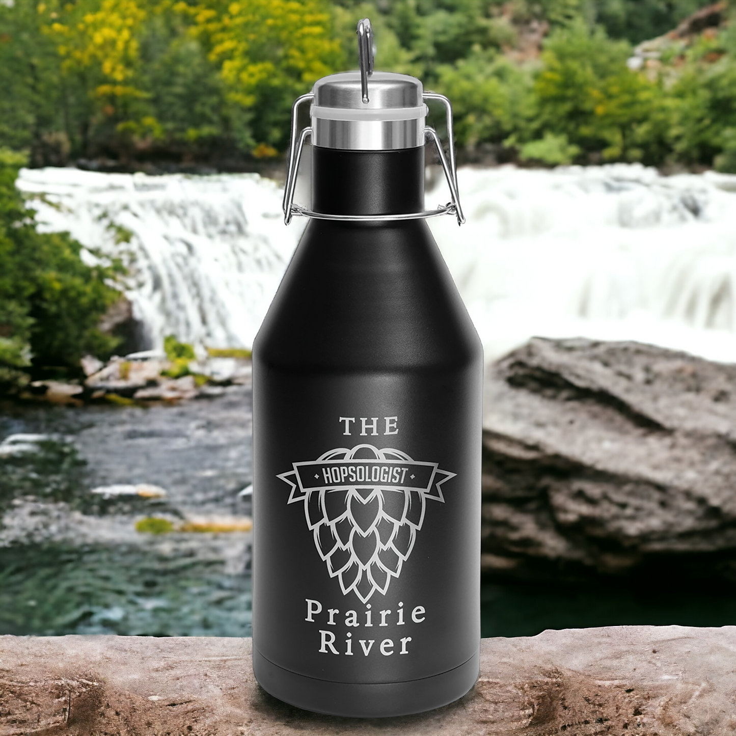 Custom Engraved 64oz Growler, Black Polar Camel Brand