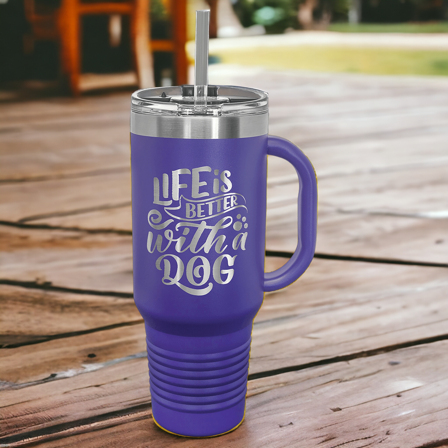 Custom Engraved 40oz Travel Mug w/ Handle & Straw, "Polar Camel" Brand