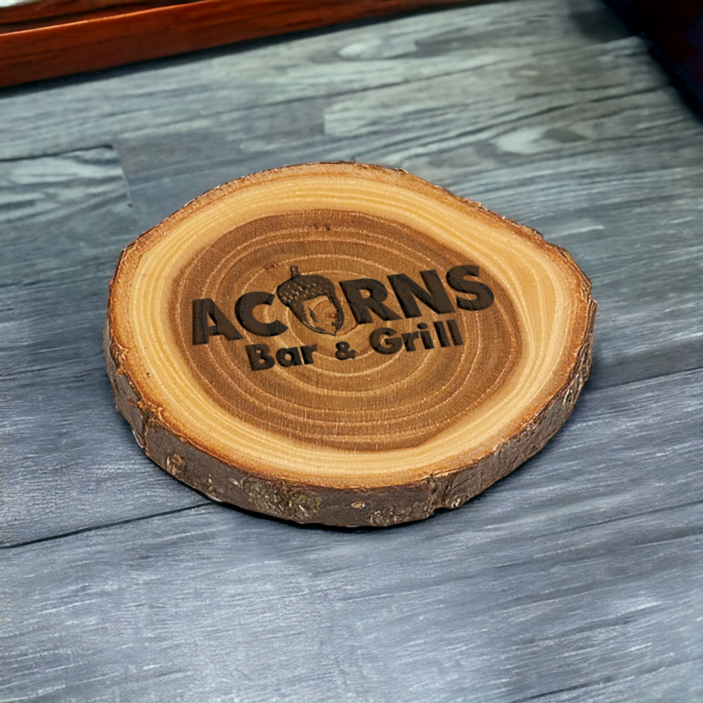 Custom Engraved 4" Old West Log Coasters (Set of 4)