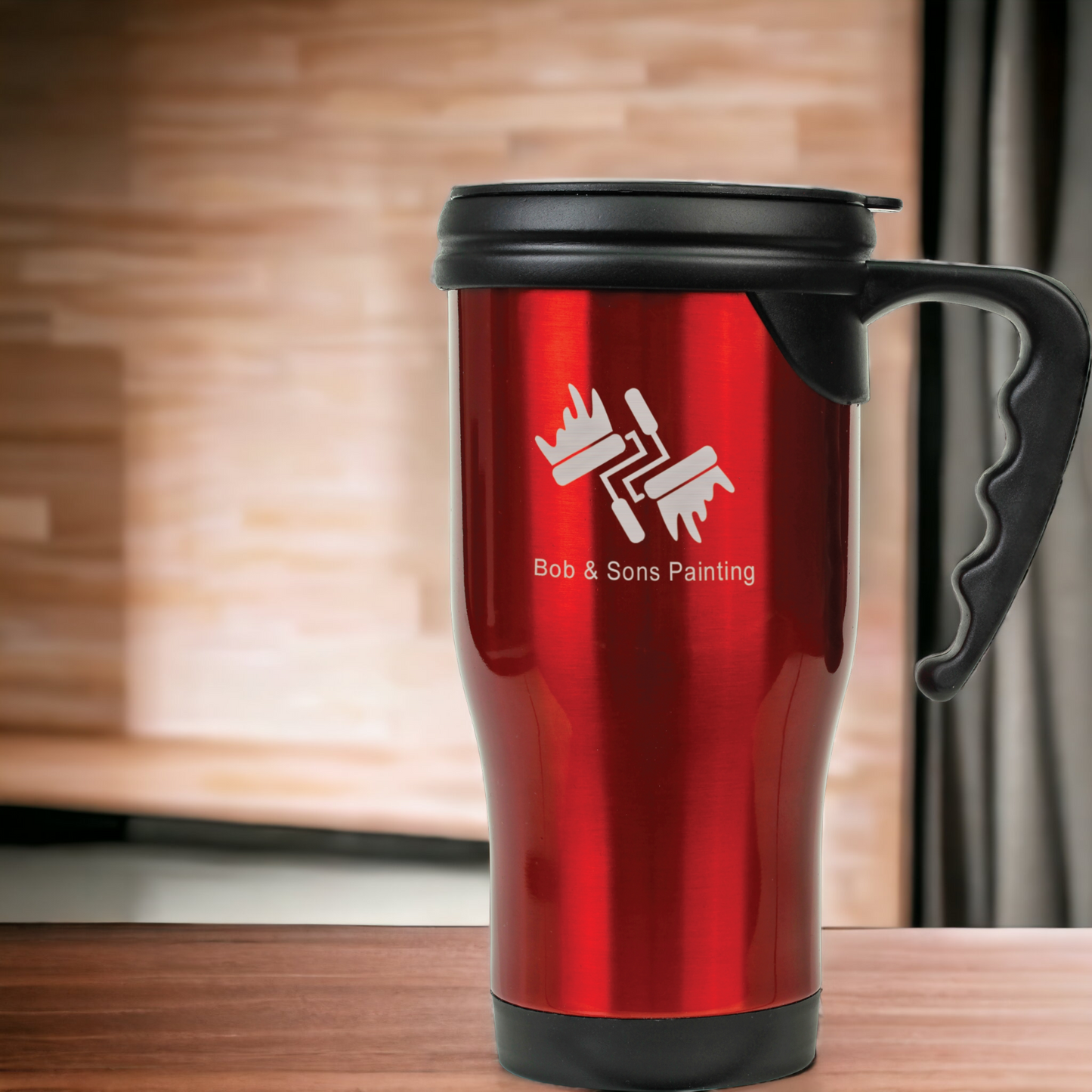 Custom Engraved Ecomomy 14oz. Stainless Steel Travel Mug with Handle