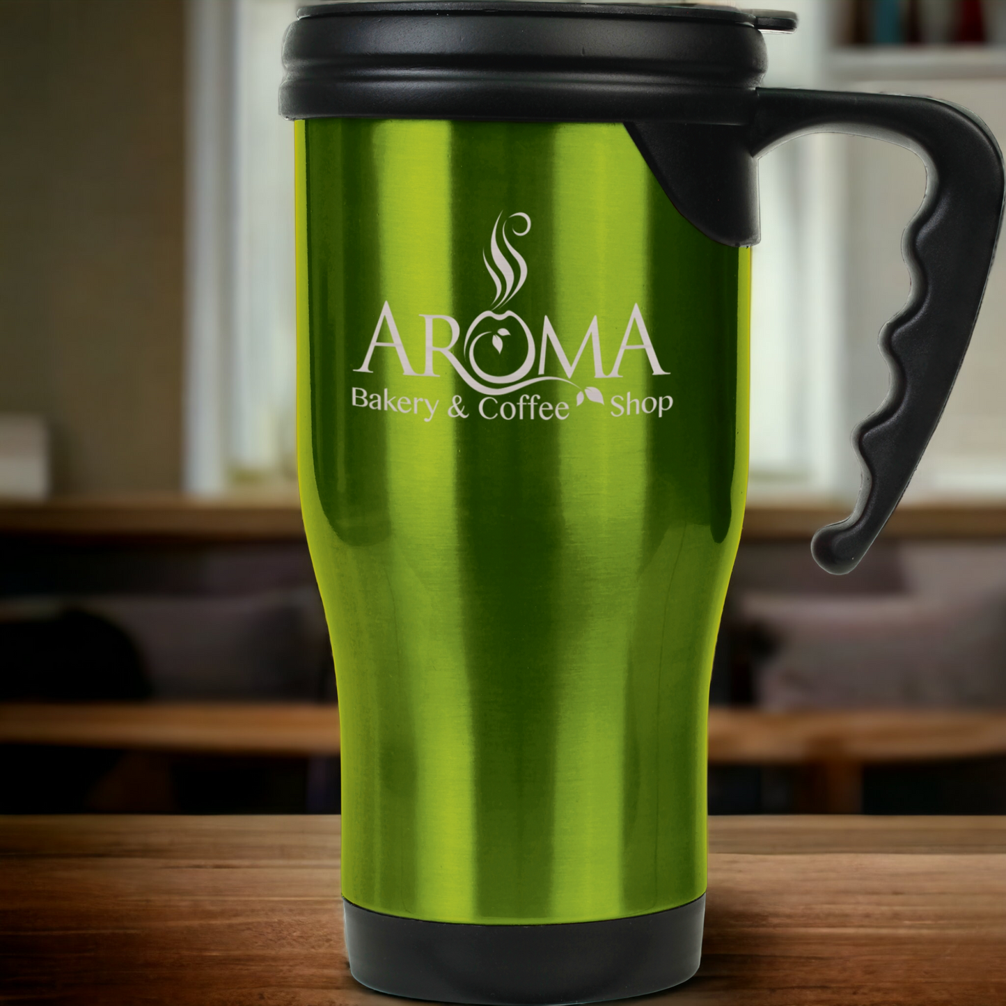 Custom Engraved Ecomomy 14oz. Stainless Steel Travel Mug with Handle