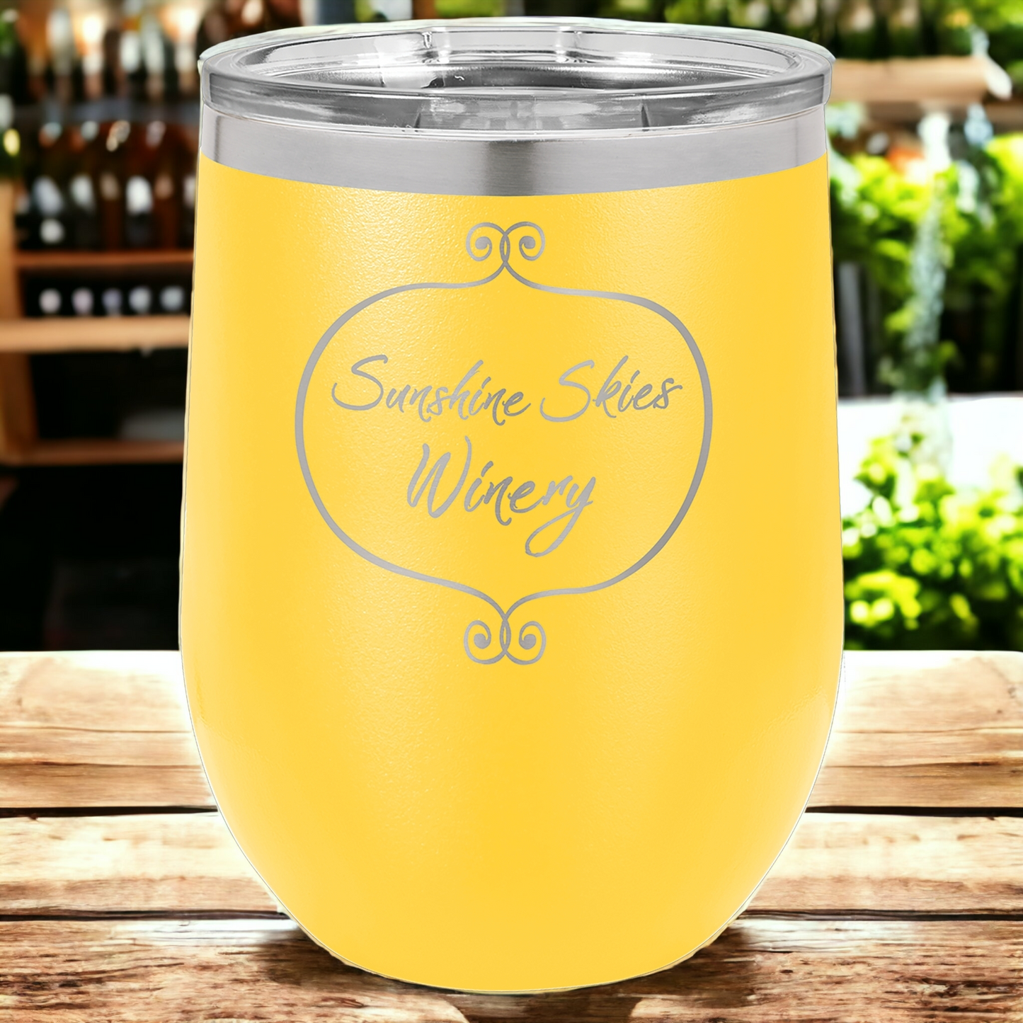 Custom Engraved 12oz Stemless Wine Tumbler, "Polar Camel" Brand