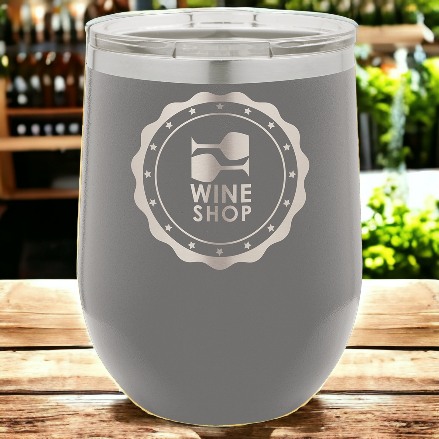 Custom Engraved 12oz Stemless Wine Tumbler, "Polar Camel" Brand