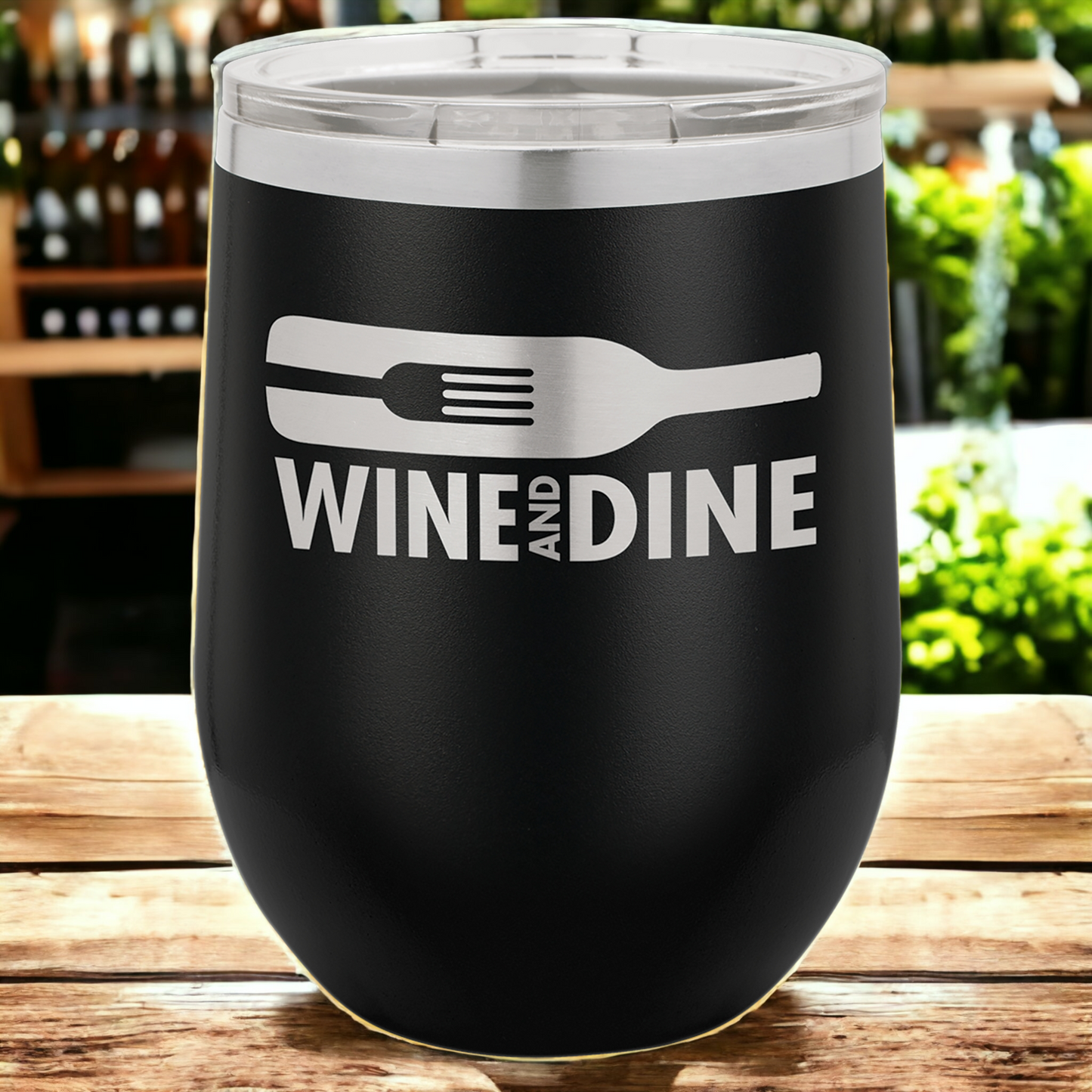 Custom Engraved 12oz Stemless Wine Tumbler, "Polar Camel" Brand