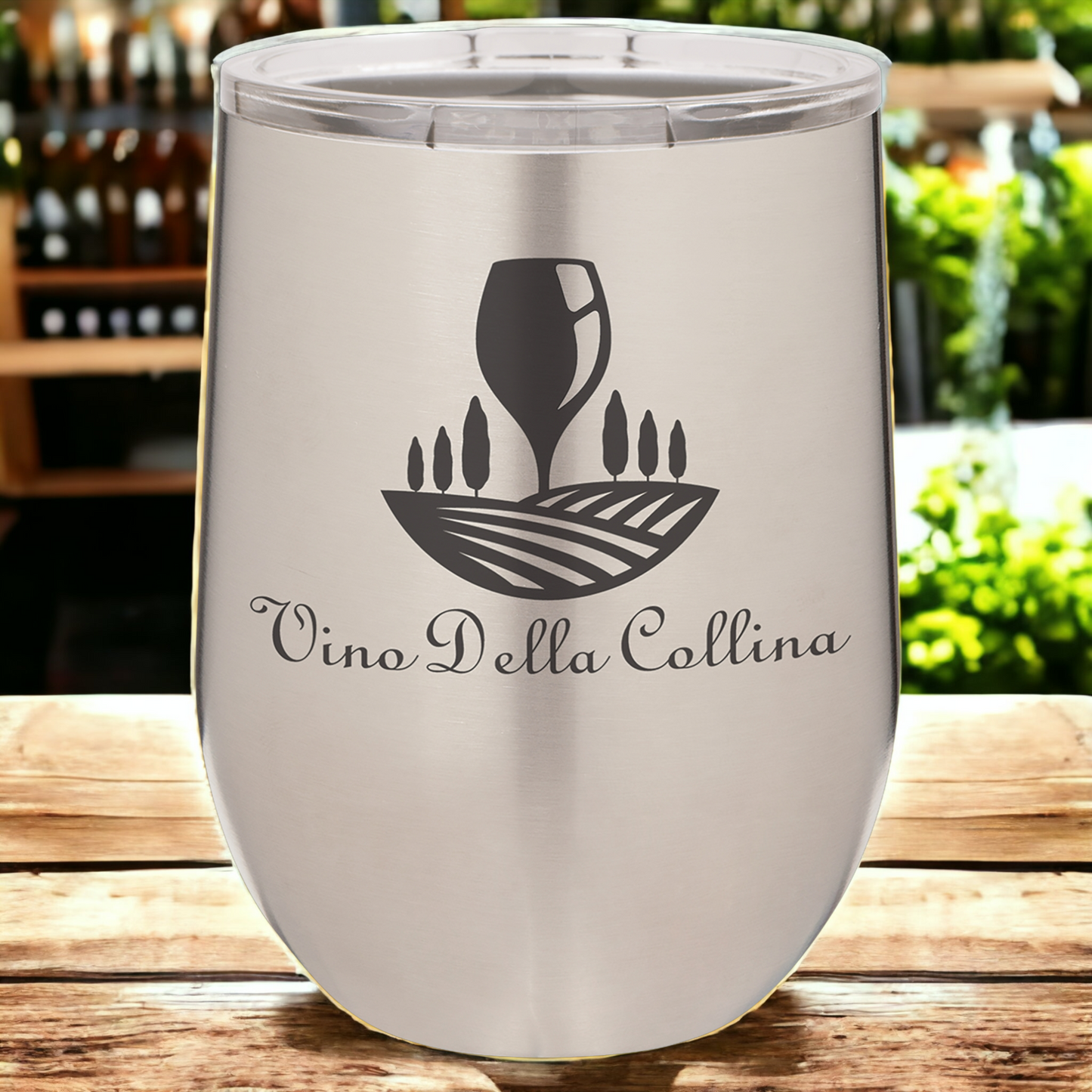 Custom Engraved 12oz Stemless Wine Tumbler, "Polar Camel" Brand