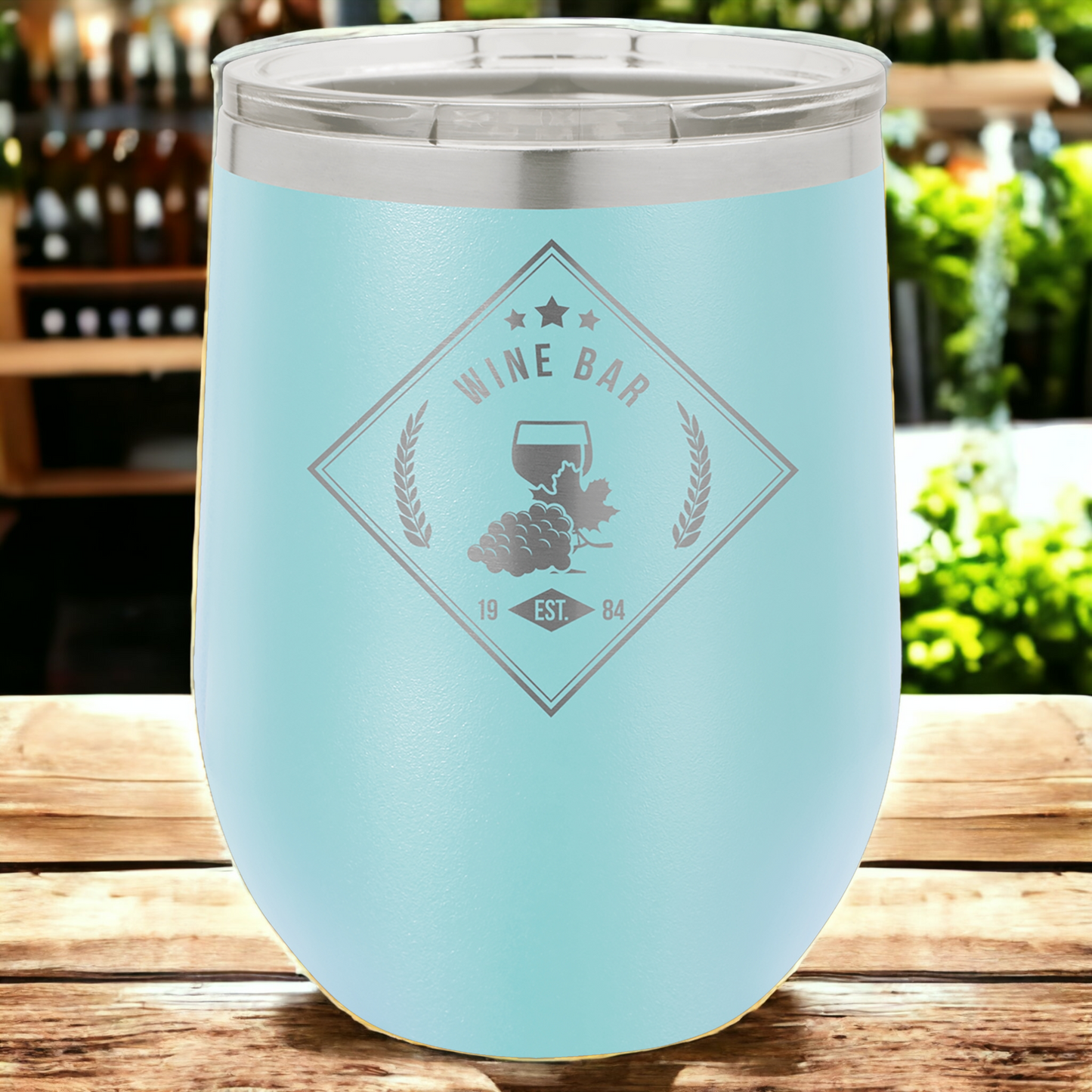 Custom Engraved 12oz Stemless Wine Tumbler, "Polar Camel" Brand