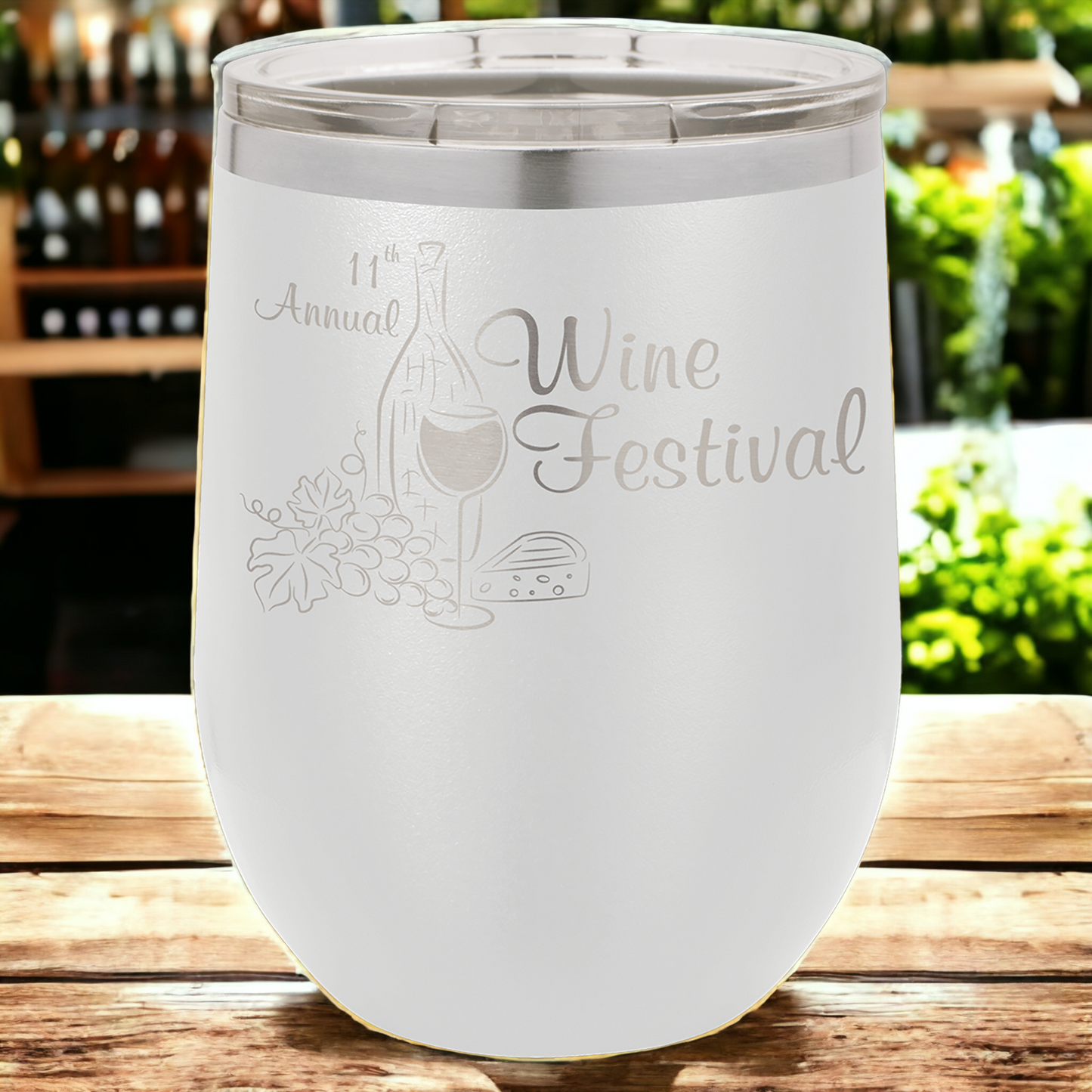 Custom Engraved 12oz Stemless Wine Tumbler, "Polar Camel" Brand