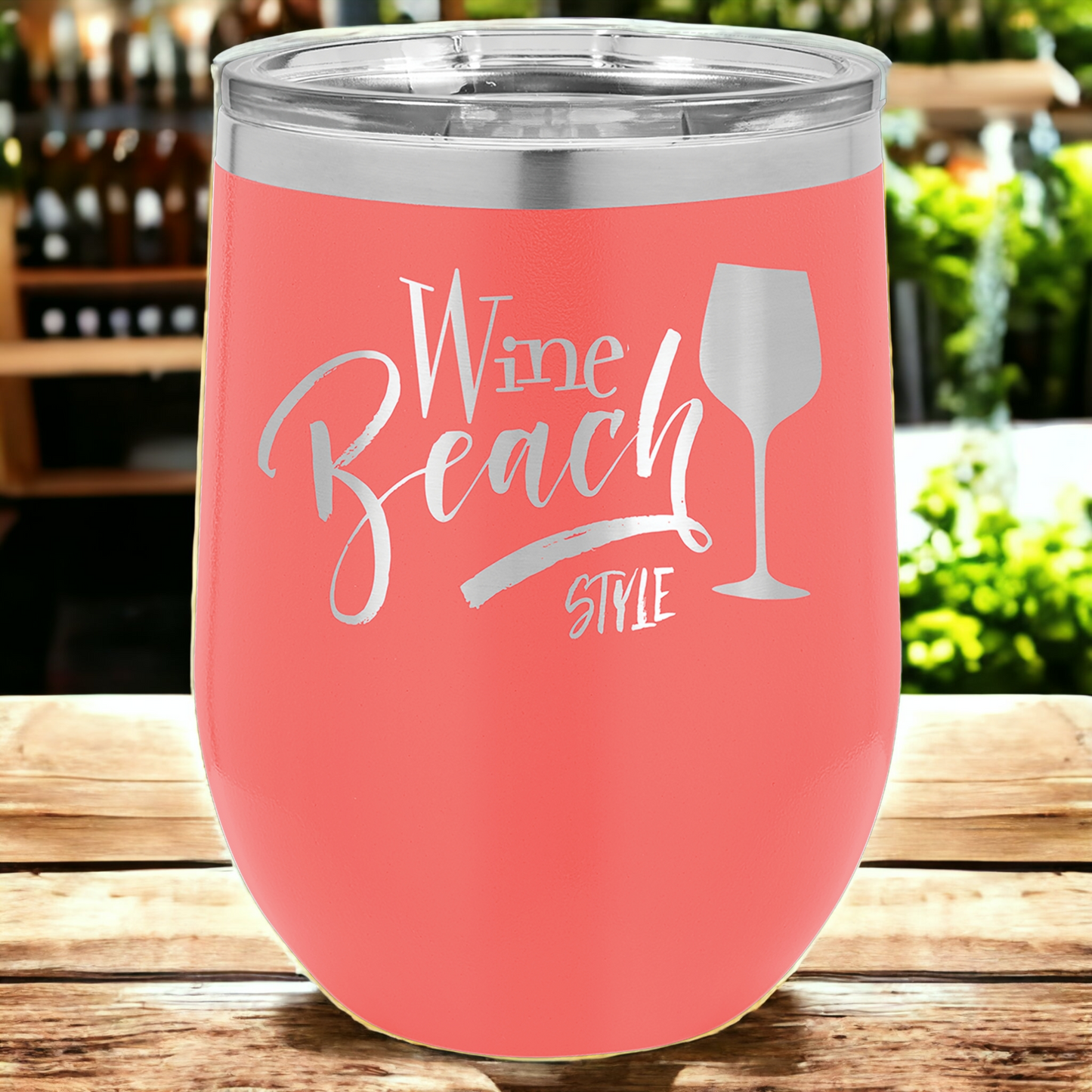 Custom Engraved 12oz Stemless Wine Tumbler, "Polar Camel" Brand