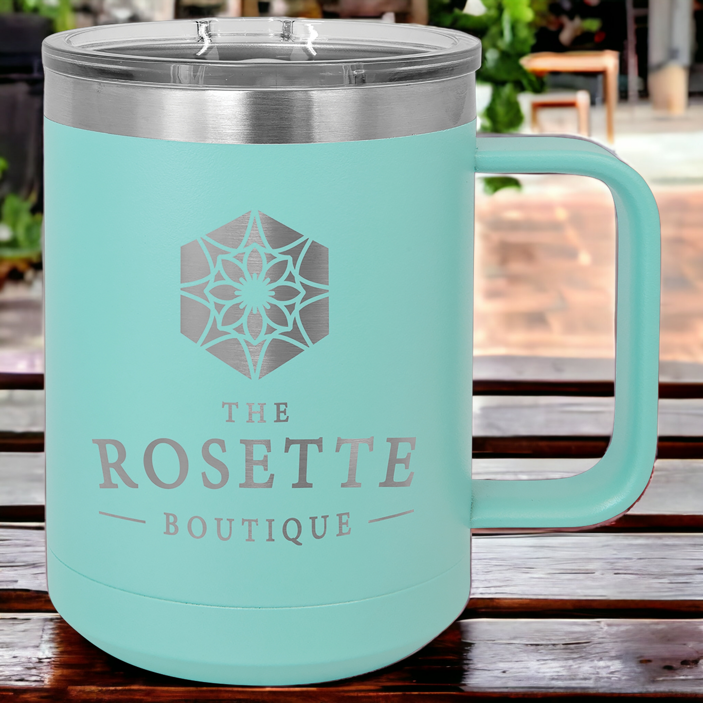 Custom Engraved 15oz Mug with Slider Lid, "Polar Camel" Brand