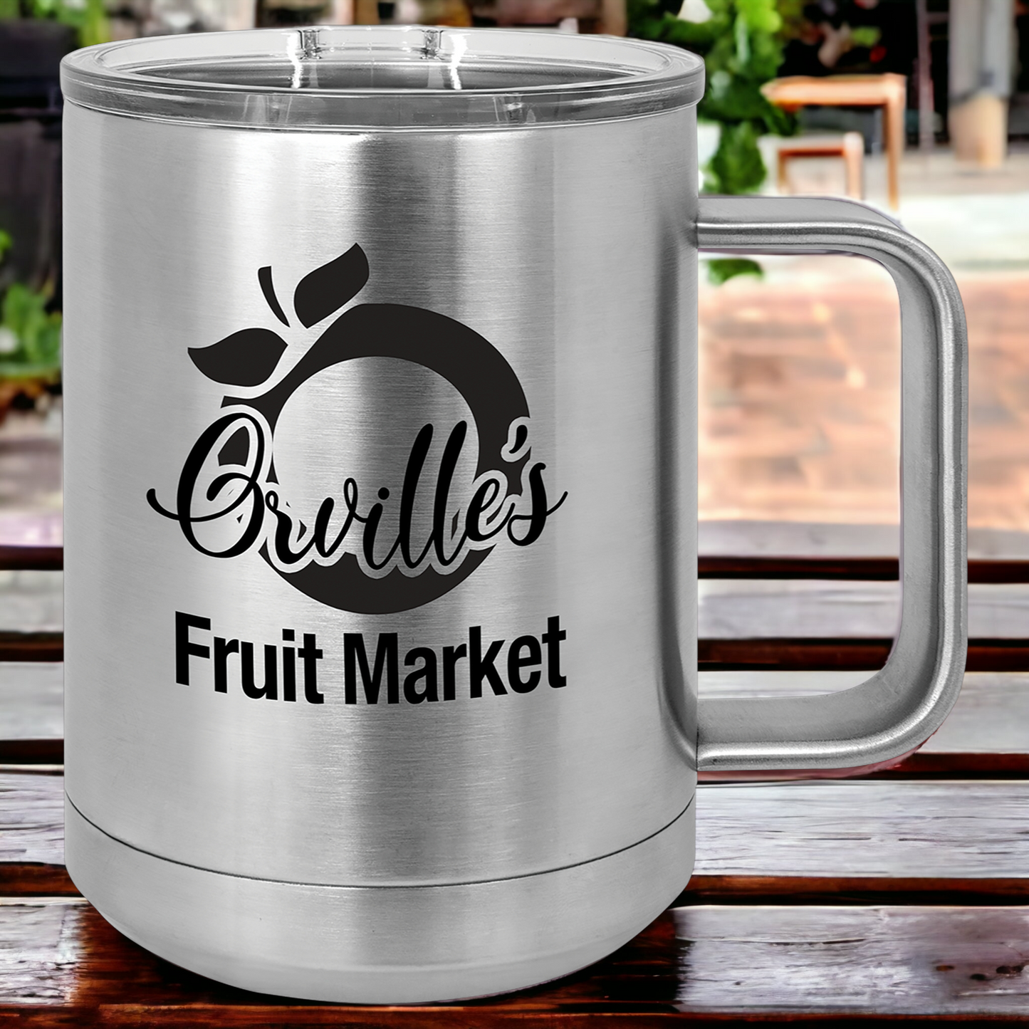 Custom Engraved 15oz Mug with Slider Lid, "Polar Camel" Brand