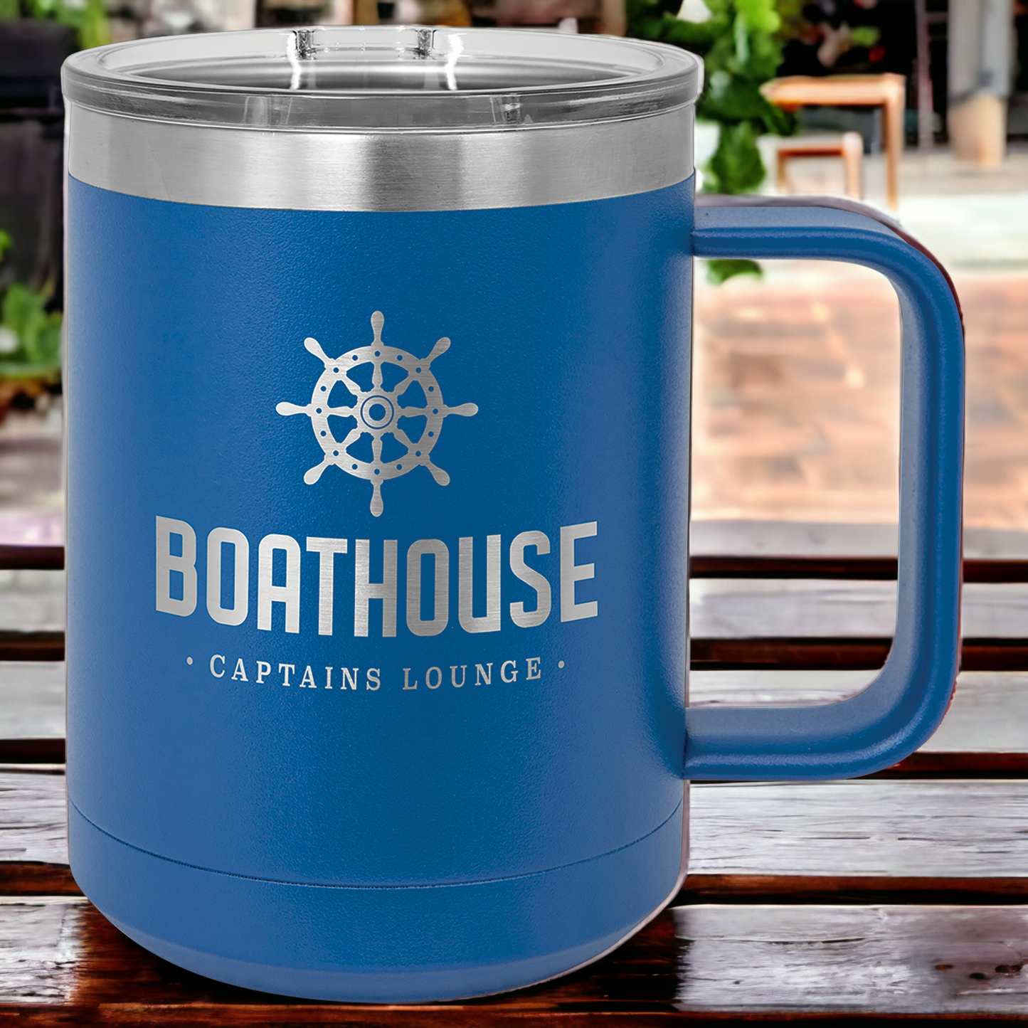 Custom Engraved 15oz Mug with Slider Lid, "Polar Camel" Brand