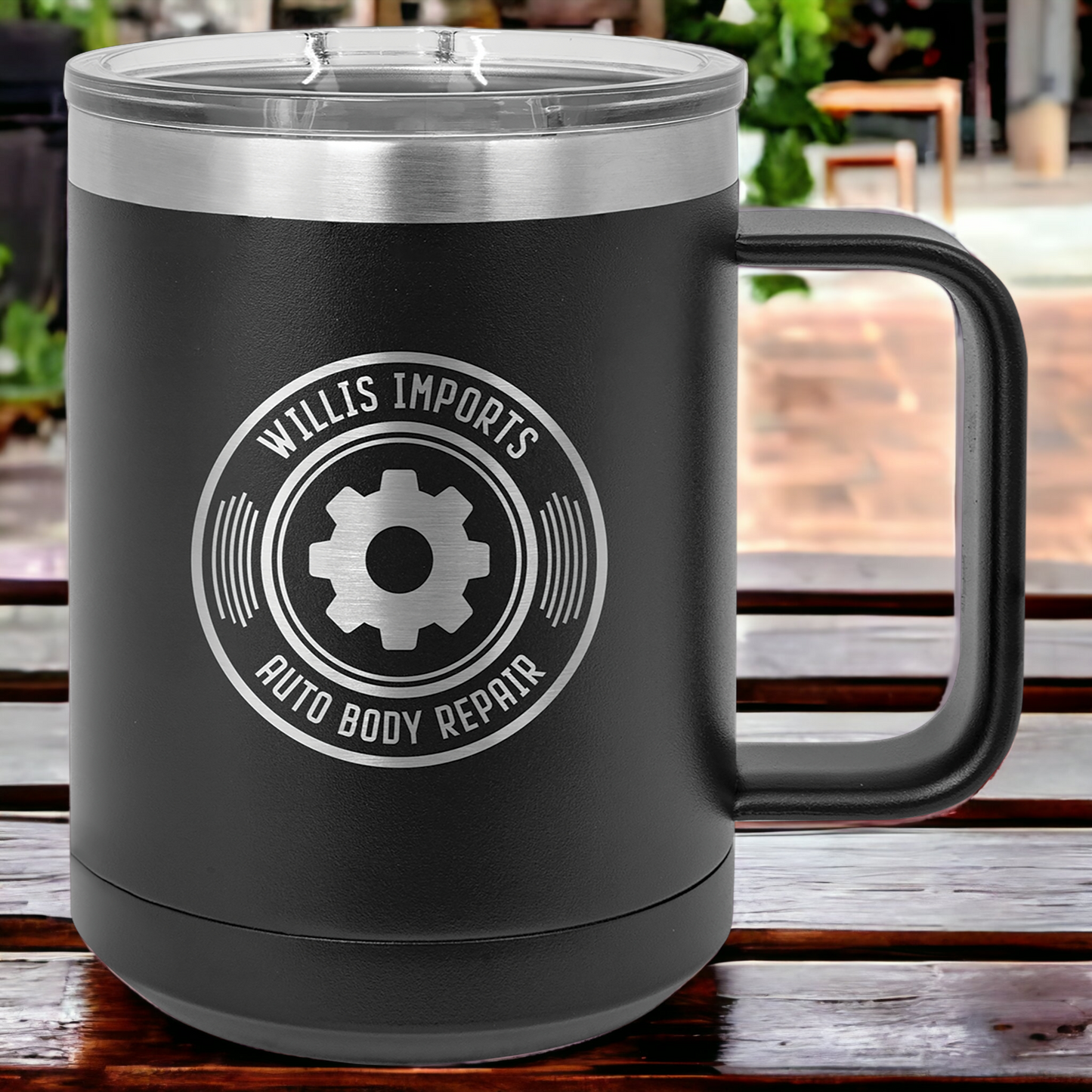 Custom Engraved 15oz Mug with Slider Lid, "Polar Camel" Brand