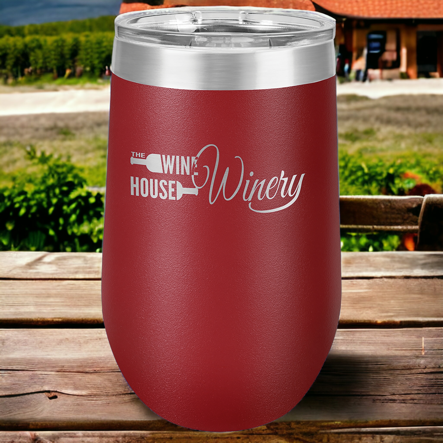 Custom Engraved 16oz Stemless Wine Tumbler, "Polar Camel" Brand