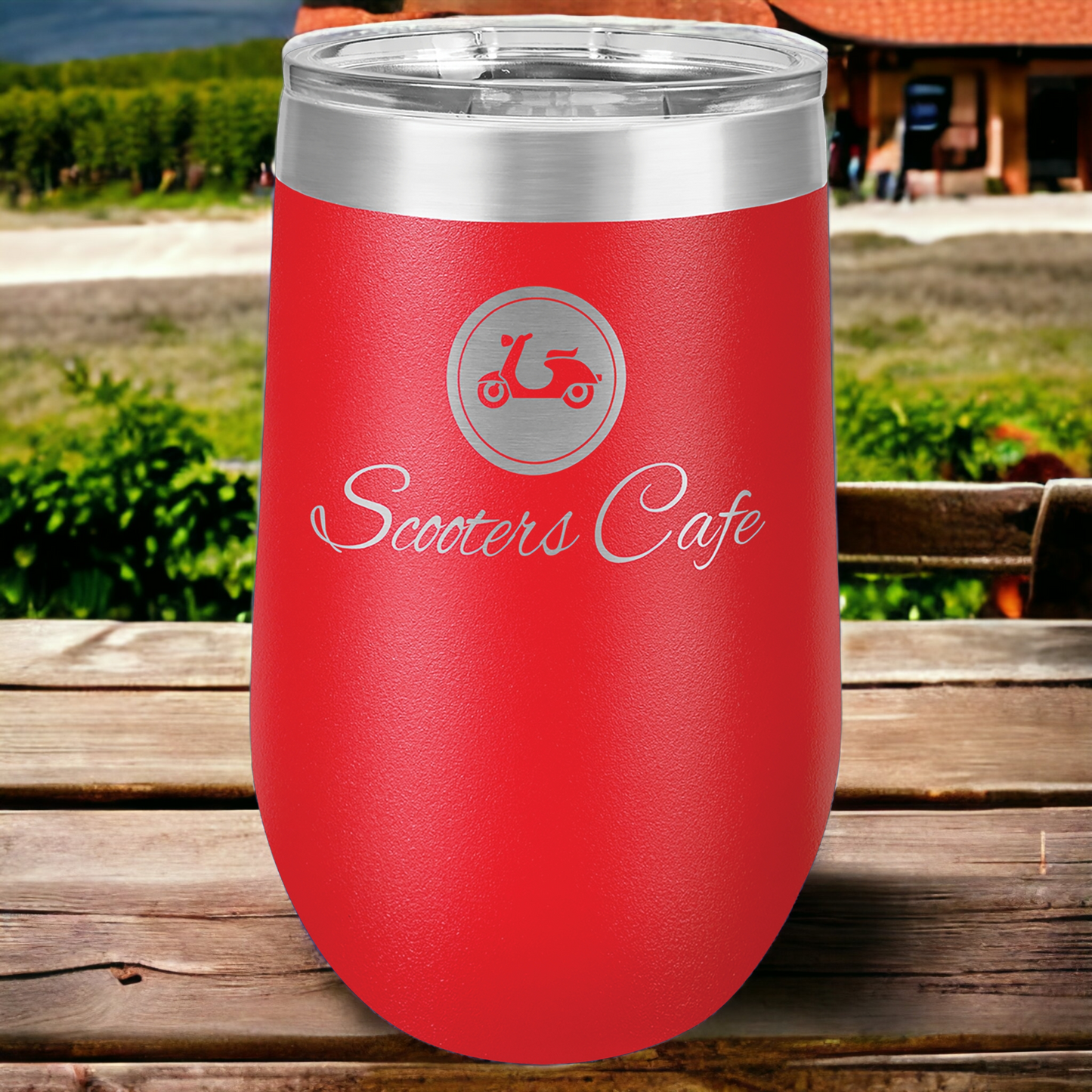 Custom Engraved 16oz Stemless Wine Tumbler, "Polar Camel" Brand