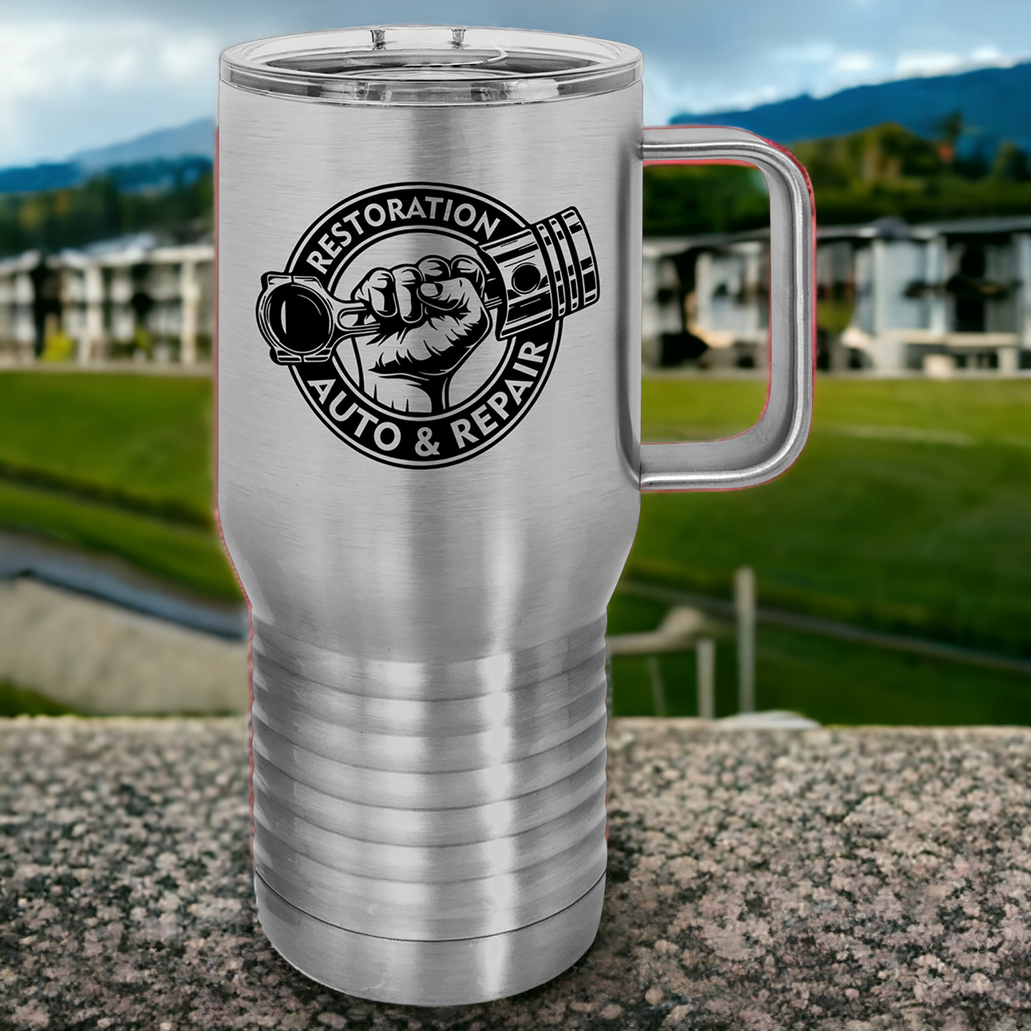 Custom Engraved 20oz Travel Mug with Slider Lid, "Polar Camel" Brand