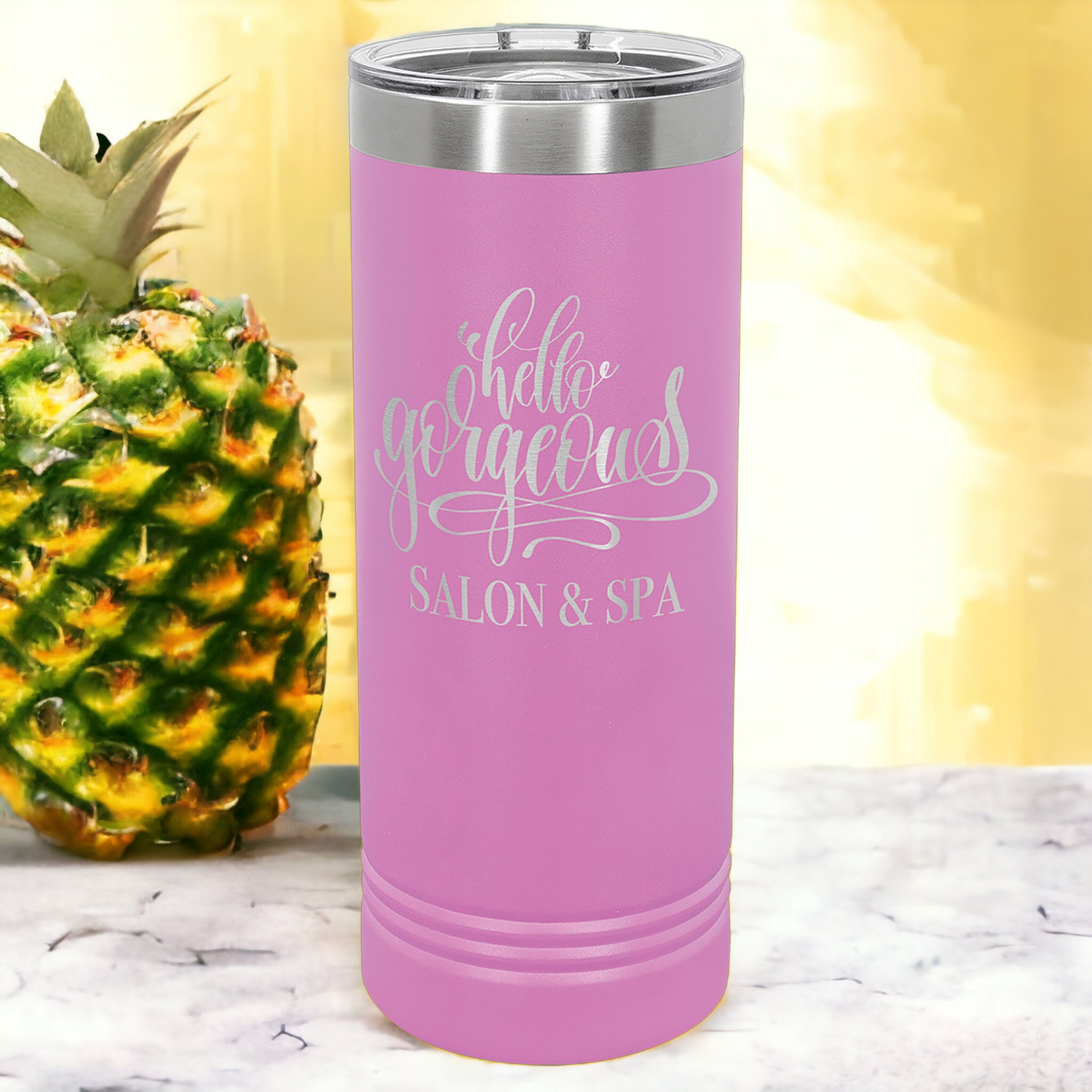 Custom Engraved 22oz Skinny Tumbler, "Polar Camel" Brand with Slider Lid