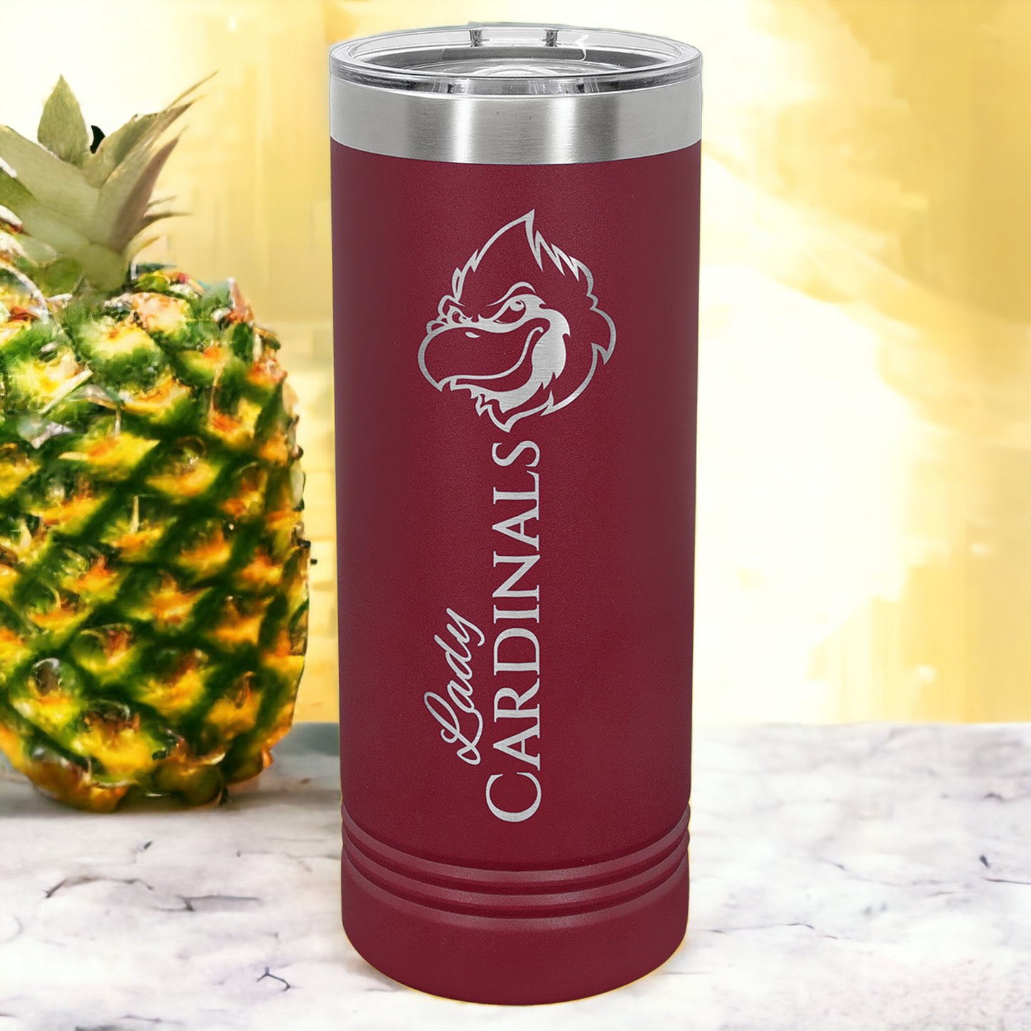 Custom Engraved 22oz Skinny Tumbler, "Polar Camel" Brand with Slider Lid