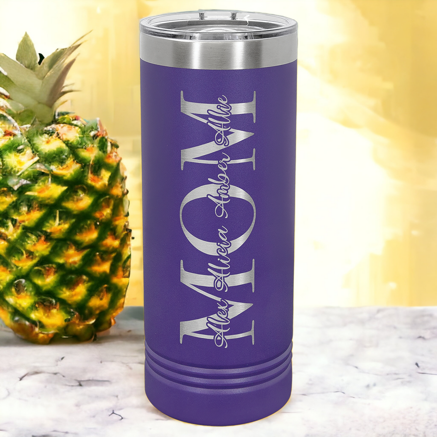 Custom Engraved 22oz Skinny Tumbler, "Polar Camel" Brand with Slider Lid