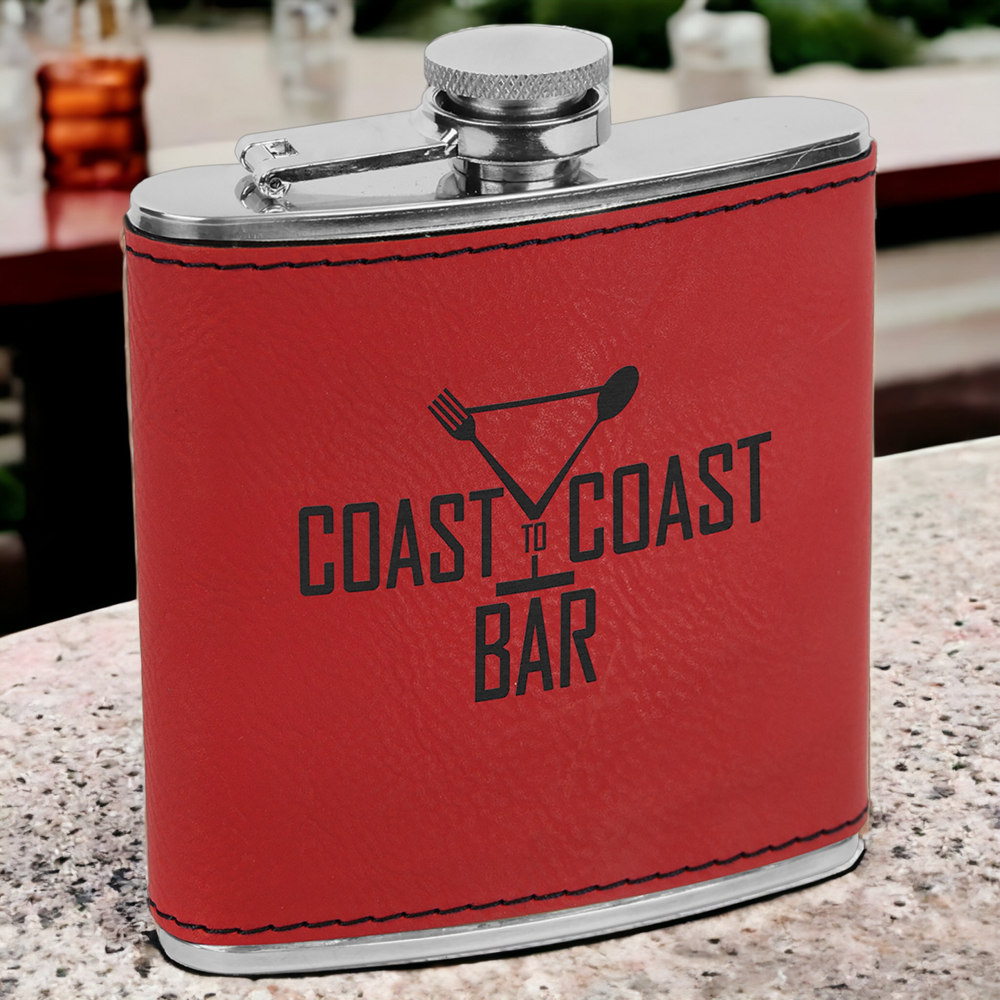 Custom Engraved 6oz Leatherette Flask