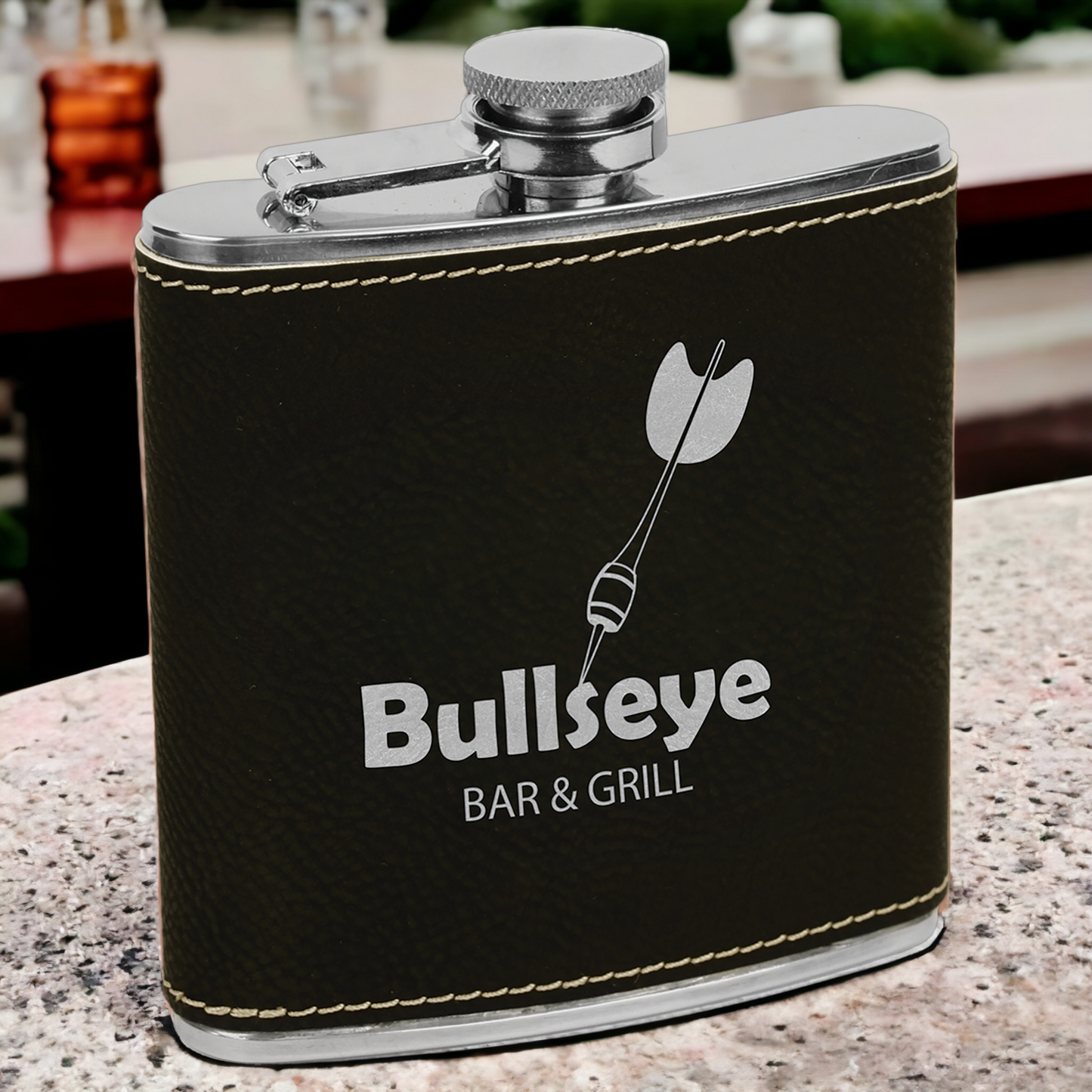 Custom Engraved 6oz Leatherette Flask