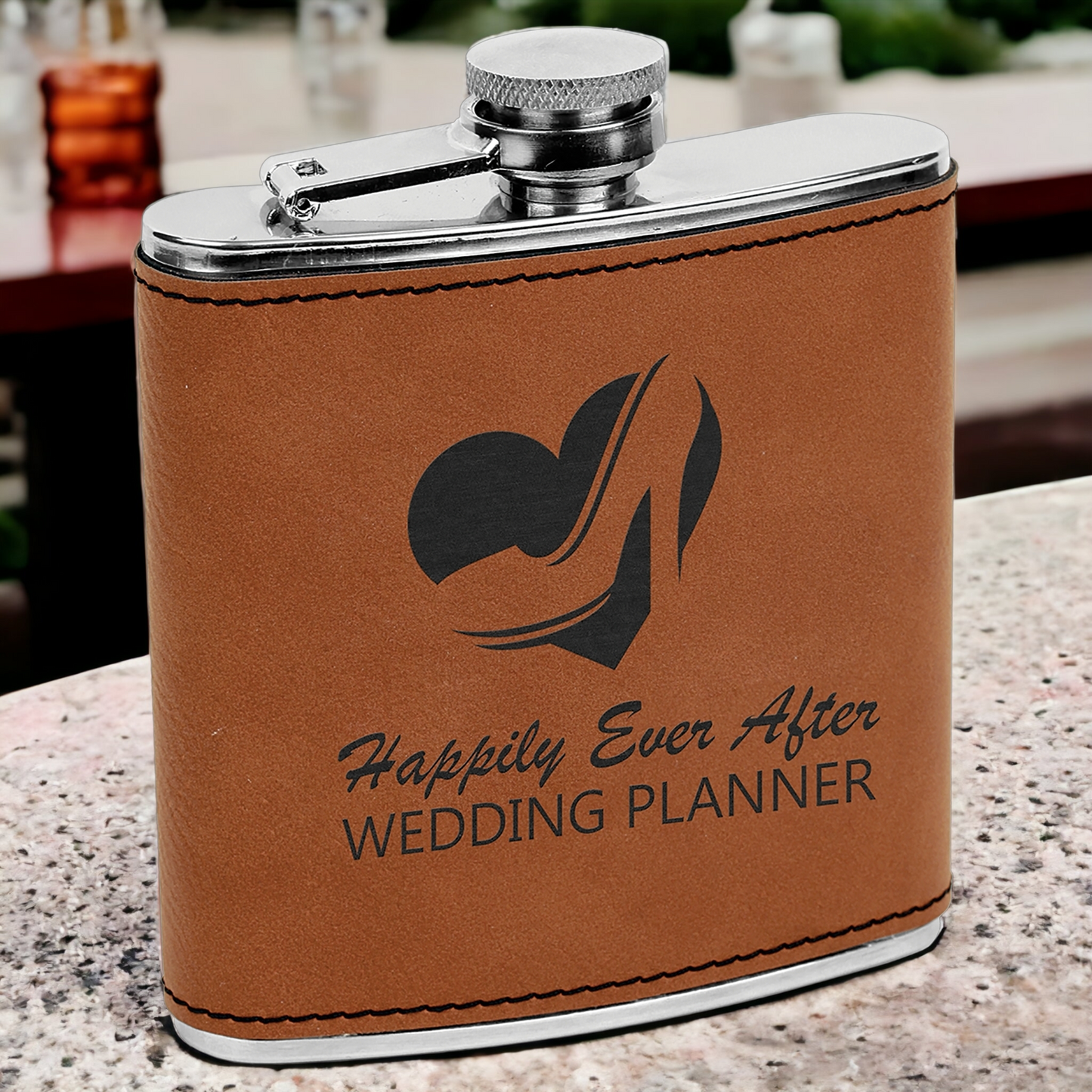 Custom Engraved 6oz Leatherette Flask