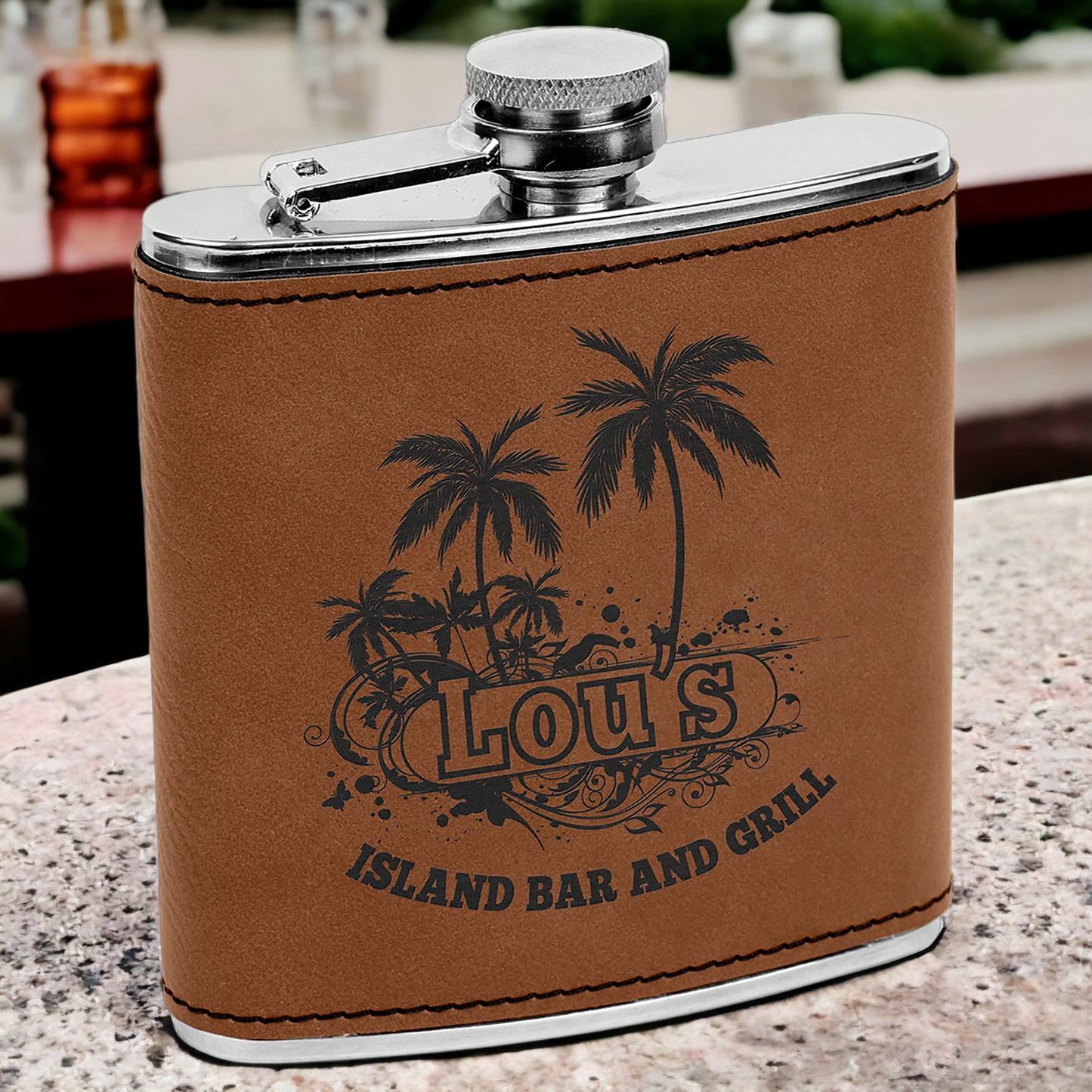 Custom Engraved 6oz Leatherette Flask