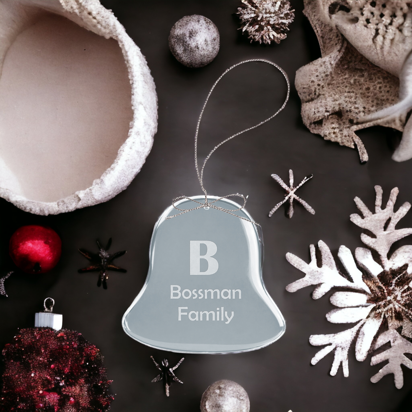 Custom Engraved Glass Christmas Ornaments