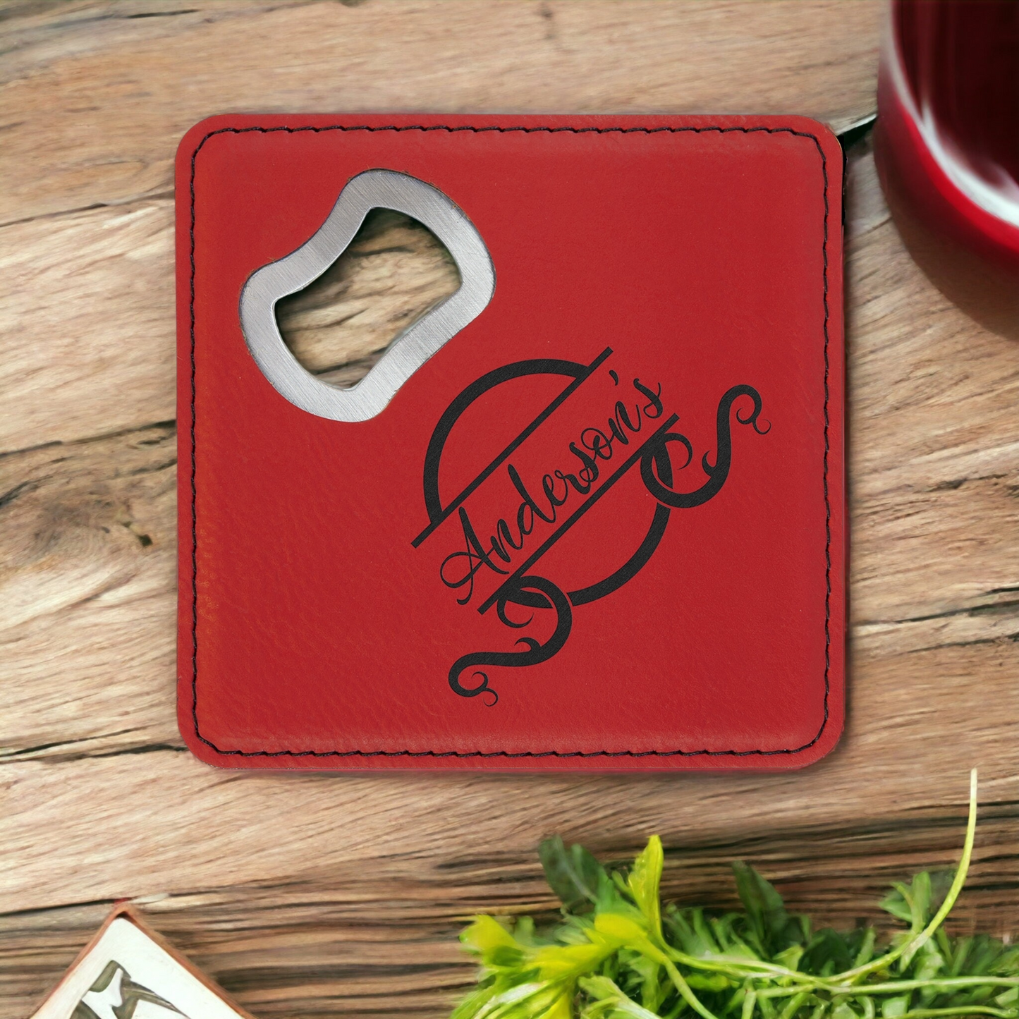 Custom Engraved 4x4 Leatherette Bottle Opener