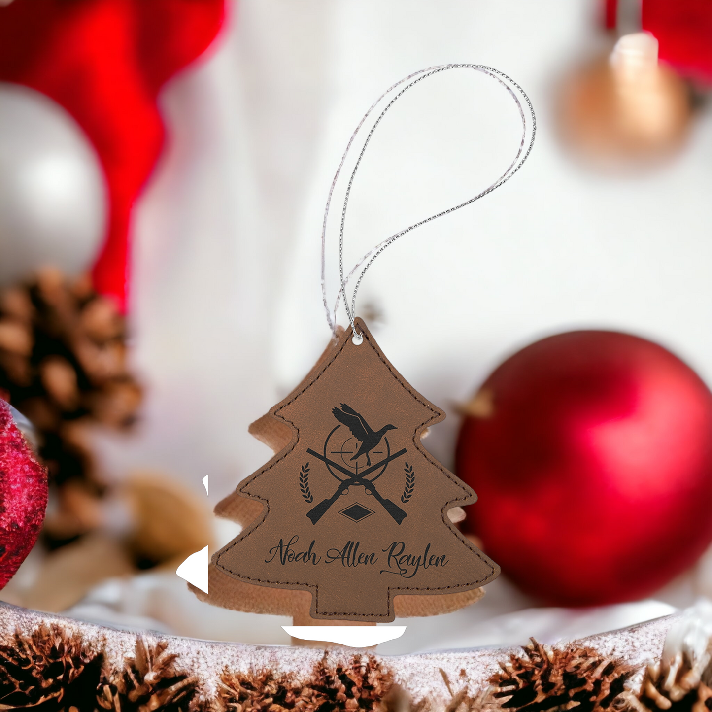 Custom Engraved Leatherette Christmas Ornaments