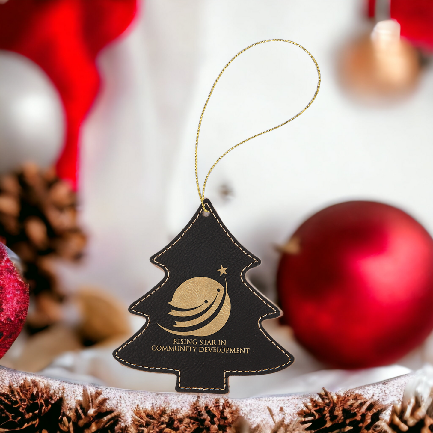 Custom Engraved Leatherette Christmas Ornaments