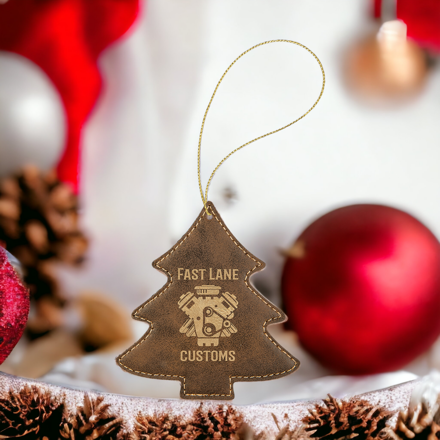 Custom Engraved Leatherette Christmas Ornaments