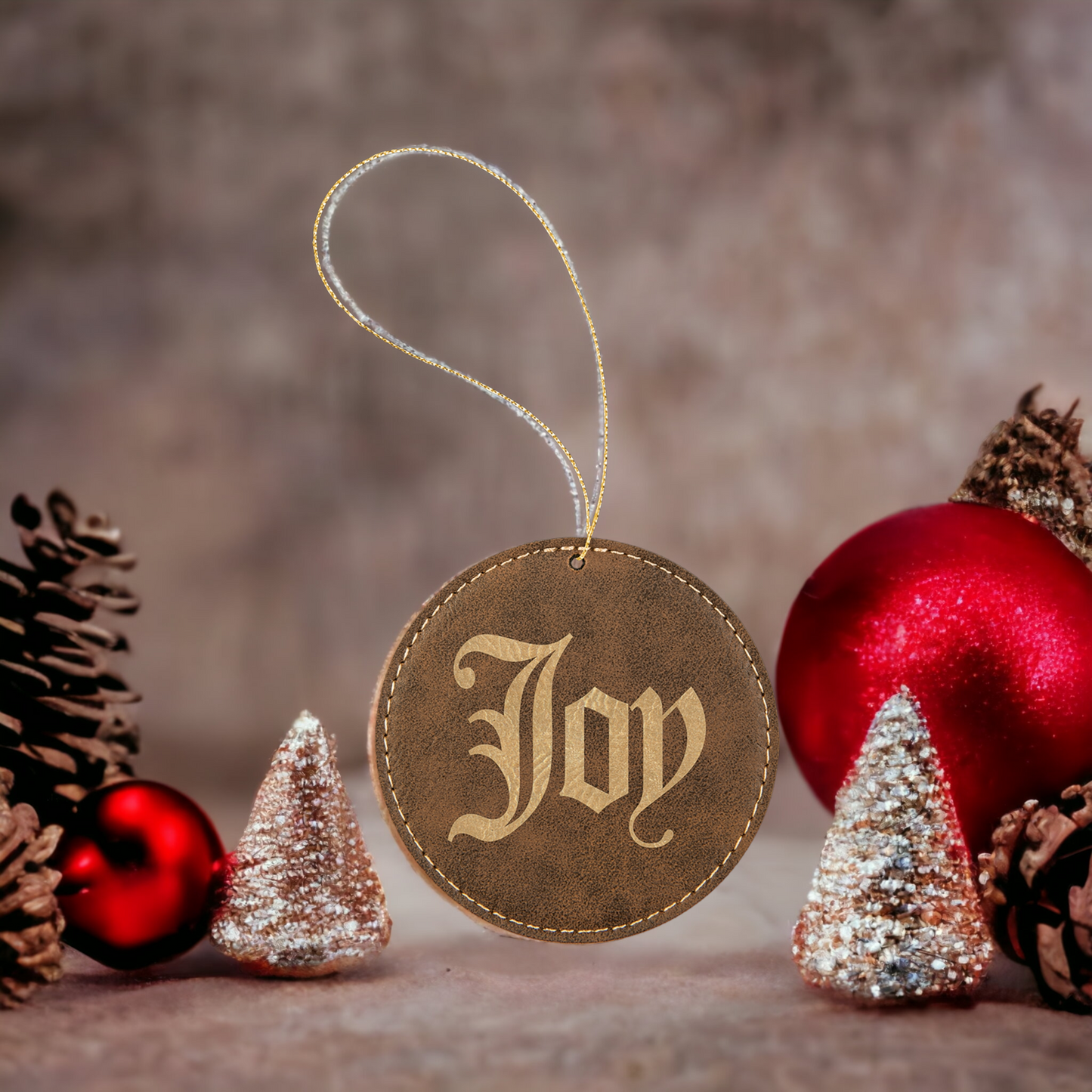 Custom Engraved Leatherette Christmas Ornaments