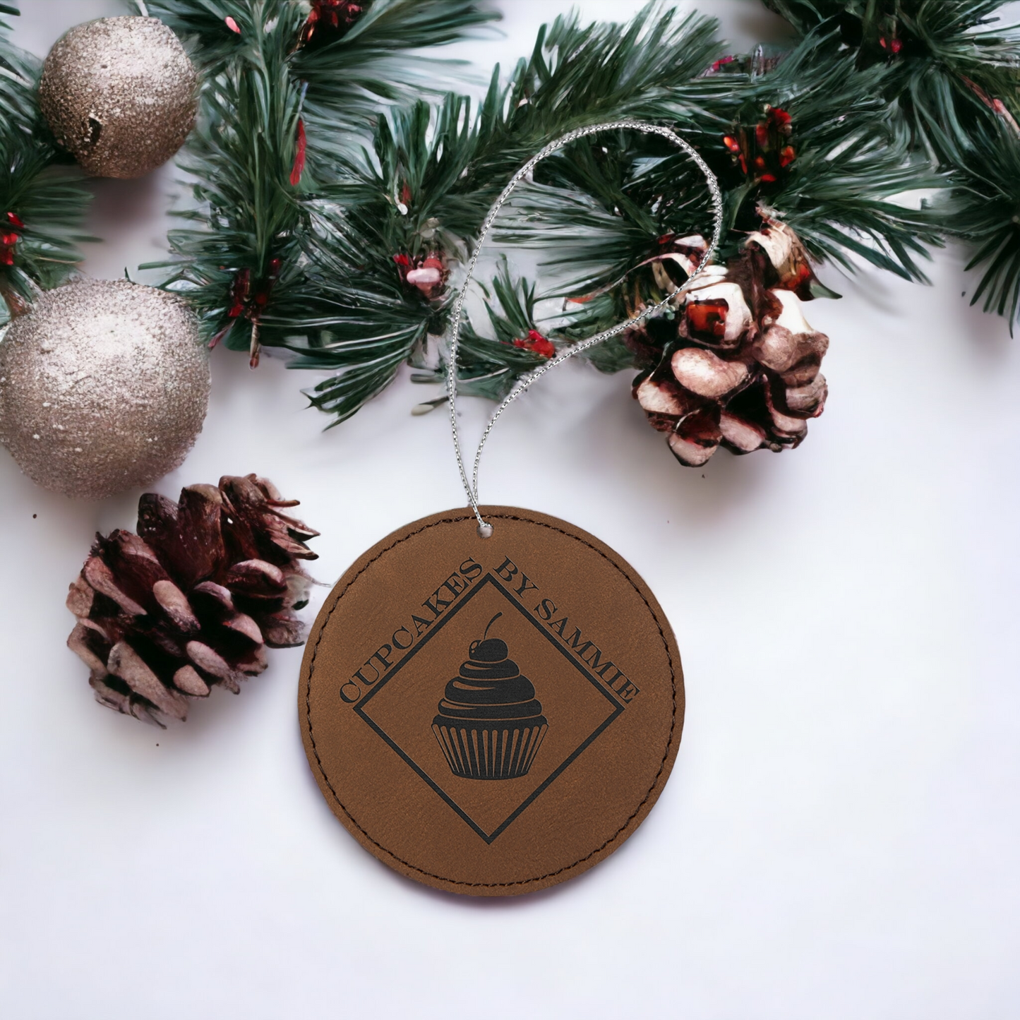 Custom Engraved Leatherette Christmas Ornaments