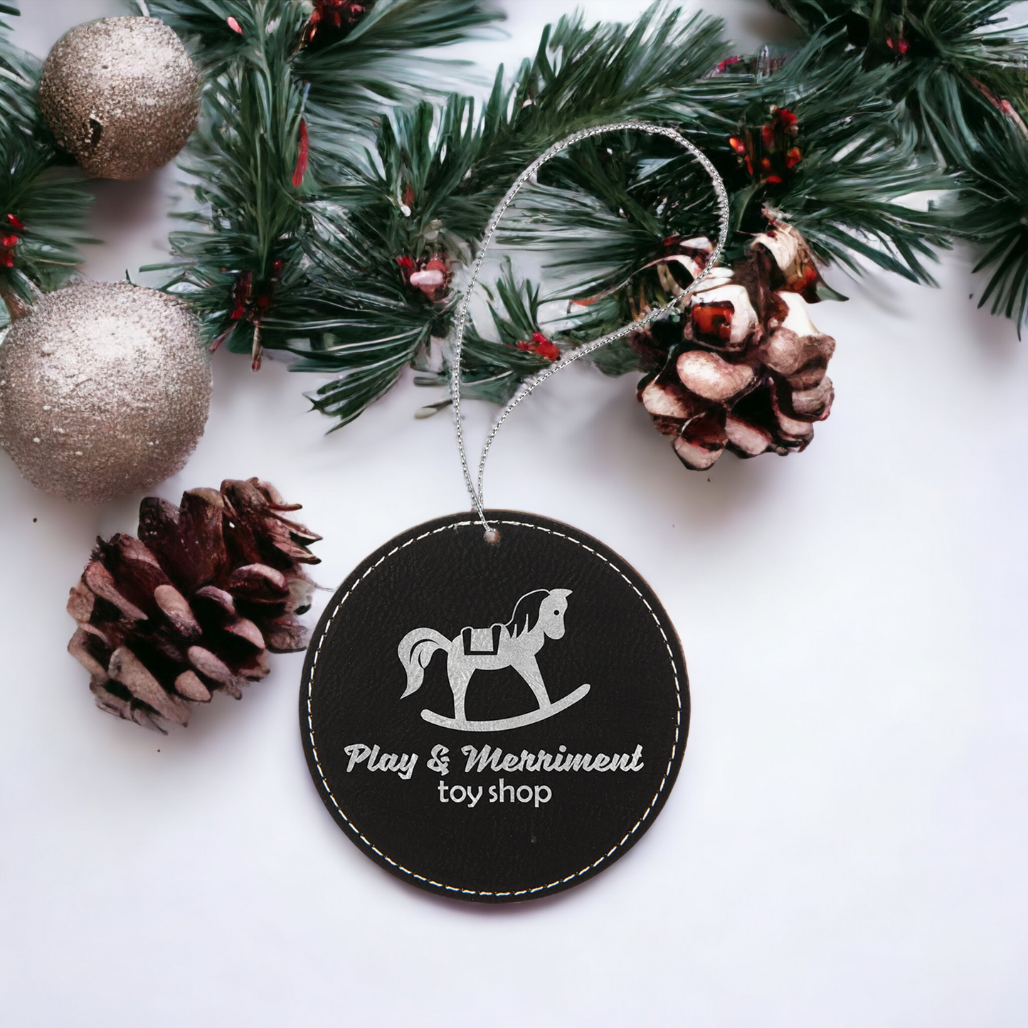 Custom Engraved Leatherette Christmas Ornaments