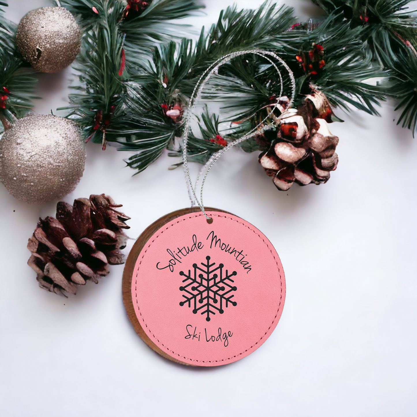 Custom Engraved Leatherette Christmas Ornaments