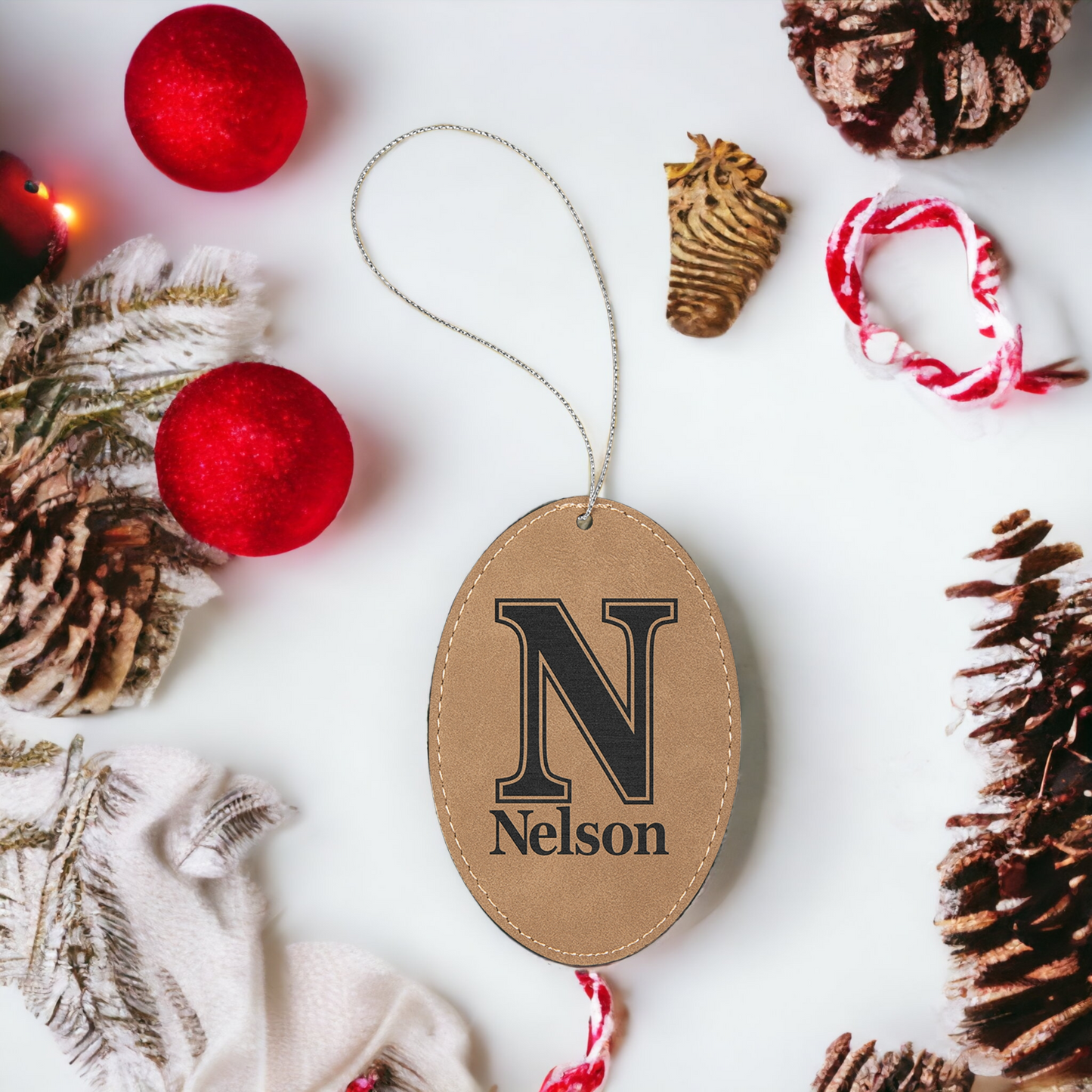 Custom Engraved Leatherette Christmas Ornaments