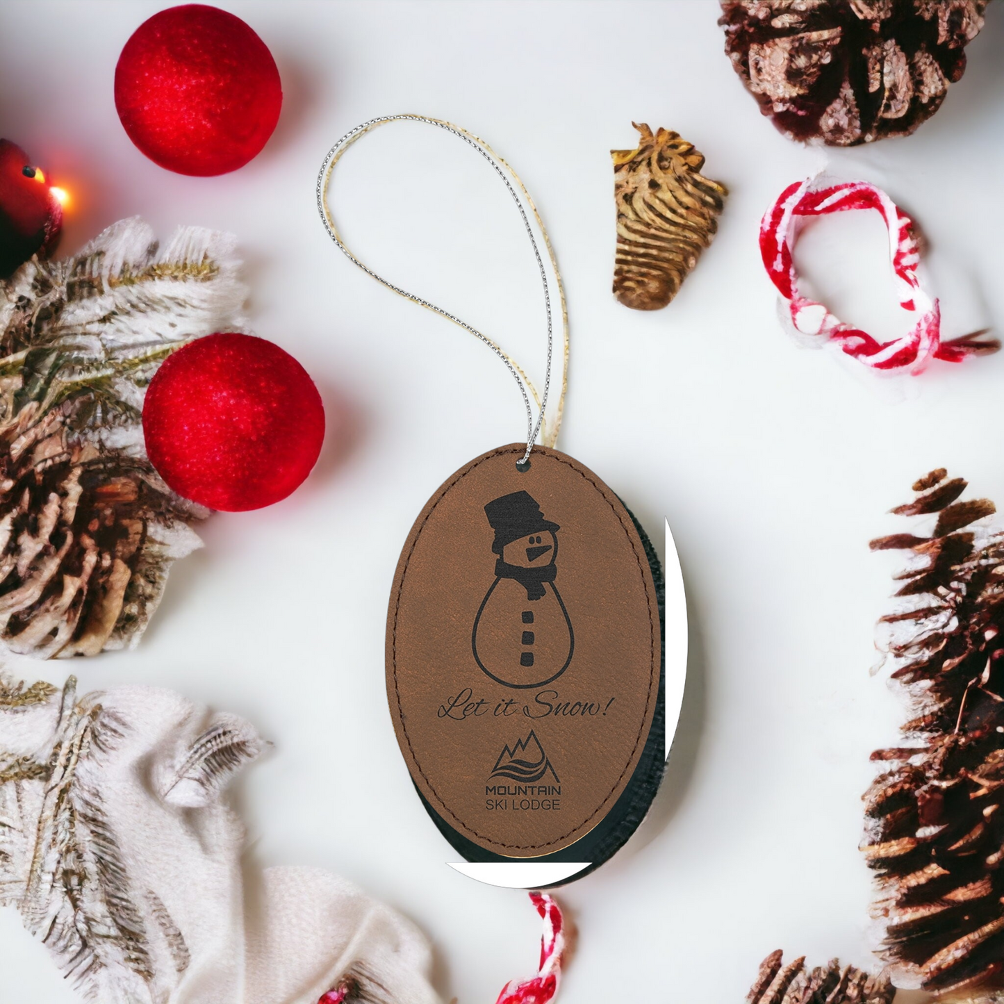 Custom Engraved Leatherette Christmas Ornaments