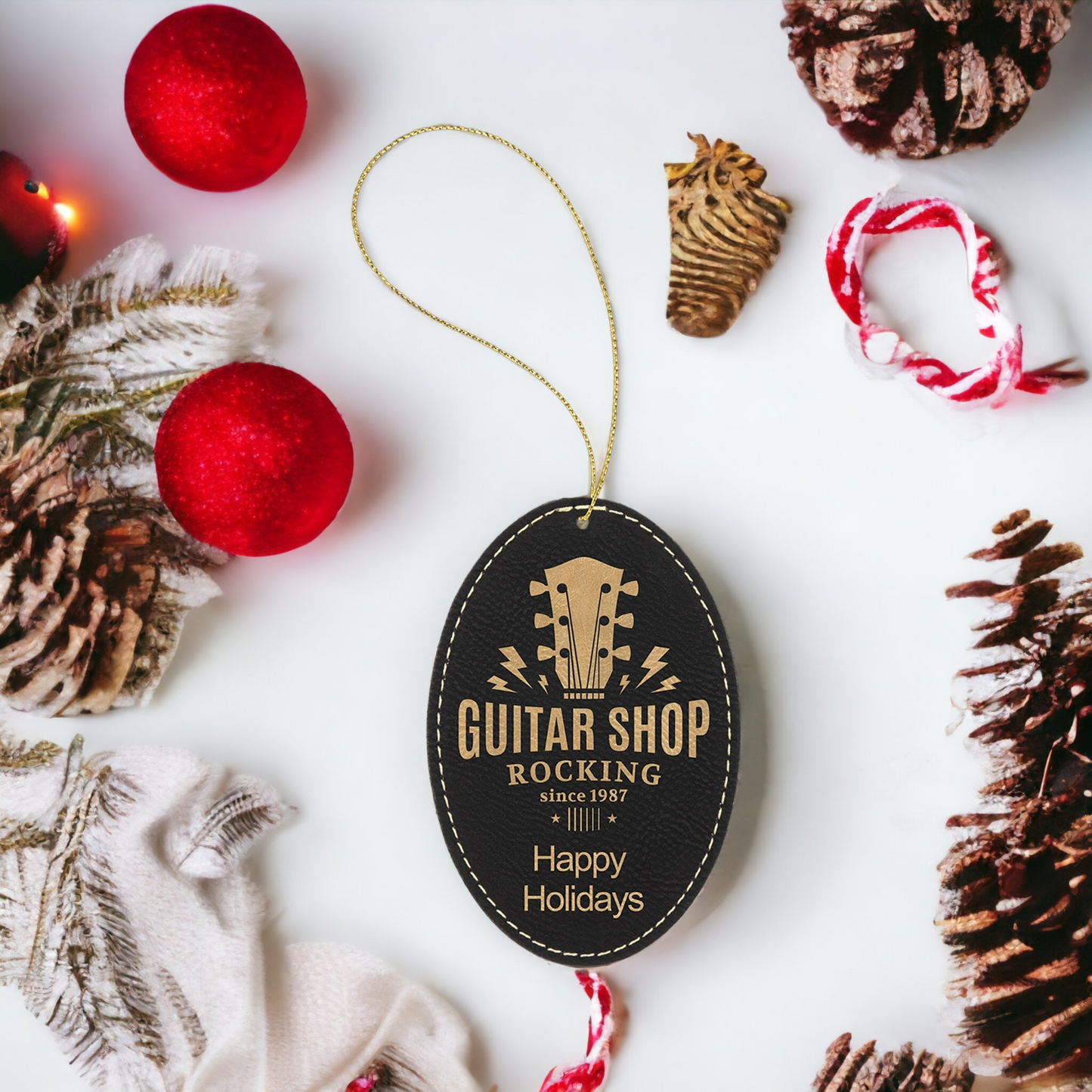 Custom Engraved Leatherette Christmas Ornaments