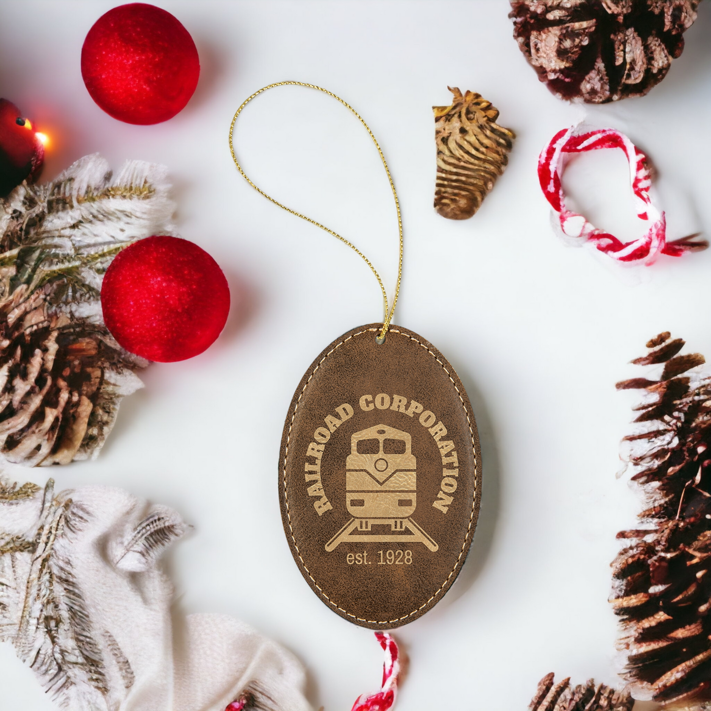 Custom Engraved Leatherette Christmas Ornaments